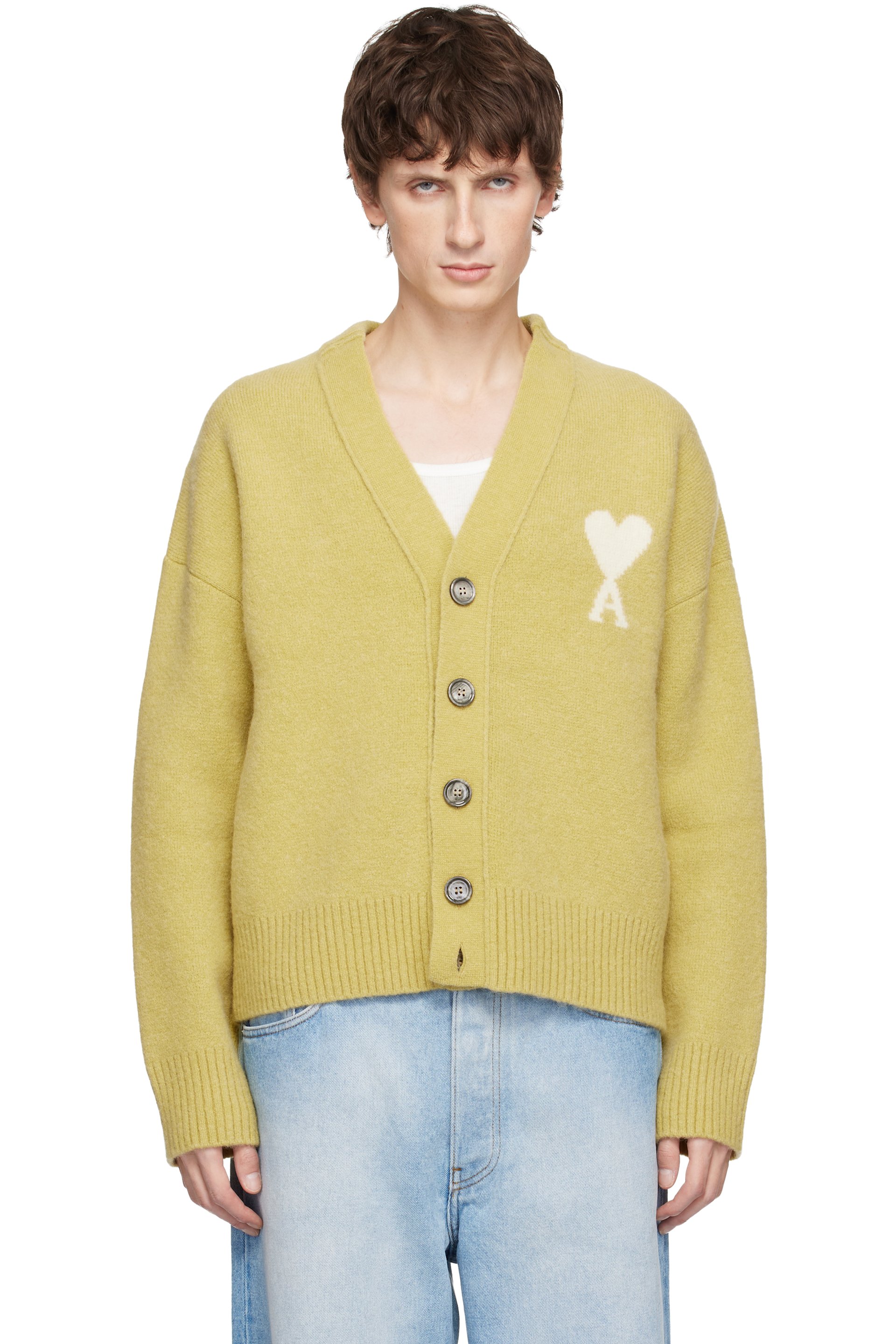 AMI Paris - Yellow Alpaca Ami De Coeur Cardigan