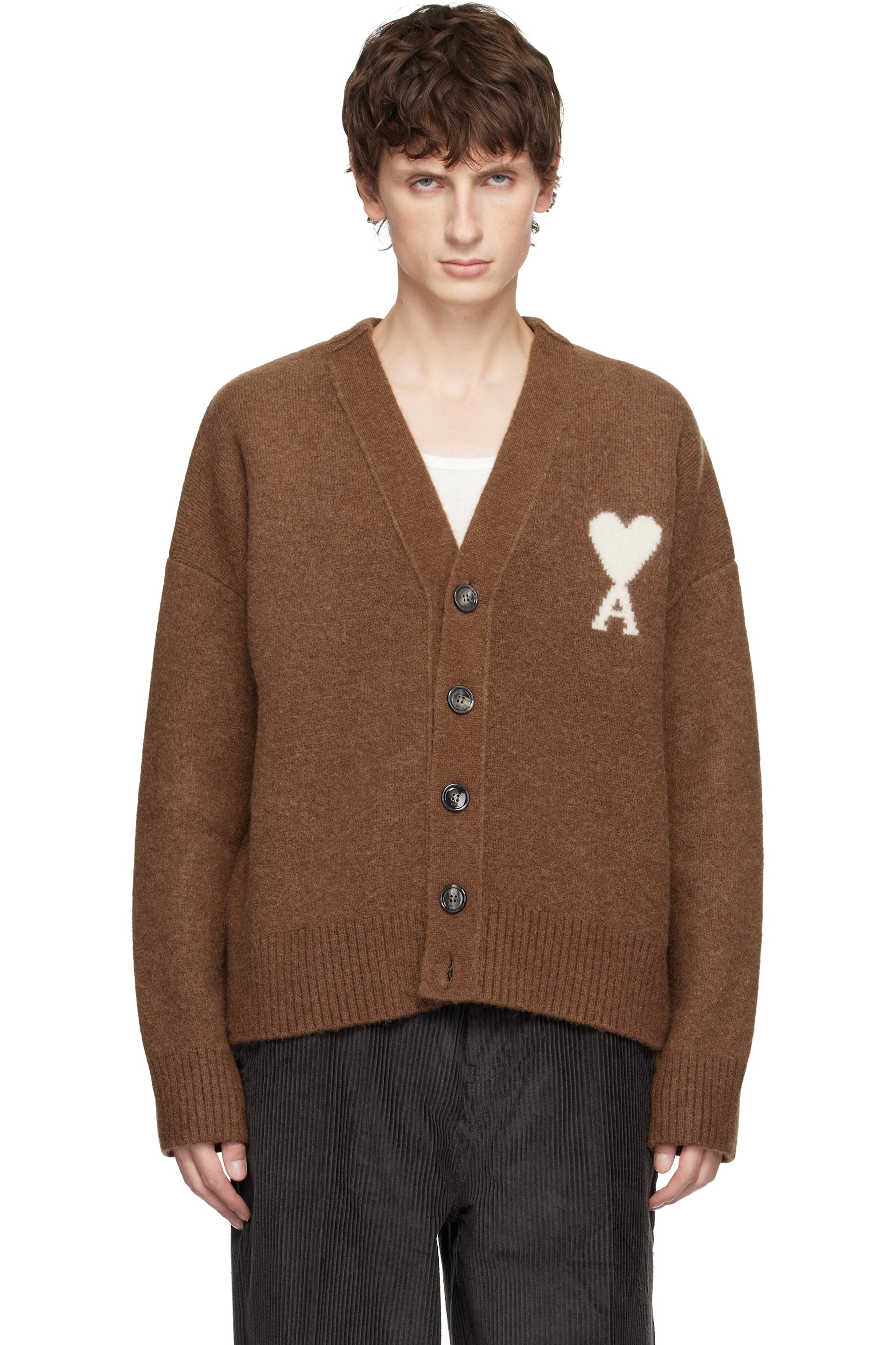 T&T　Ami PARISカーディガン 2025FW キャメルL 252482M200005_1.jpg