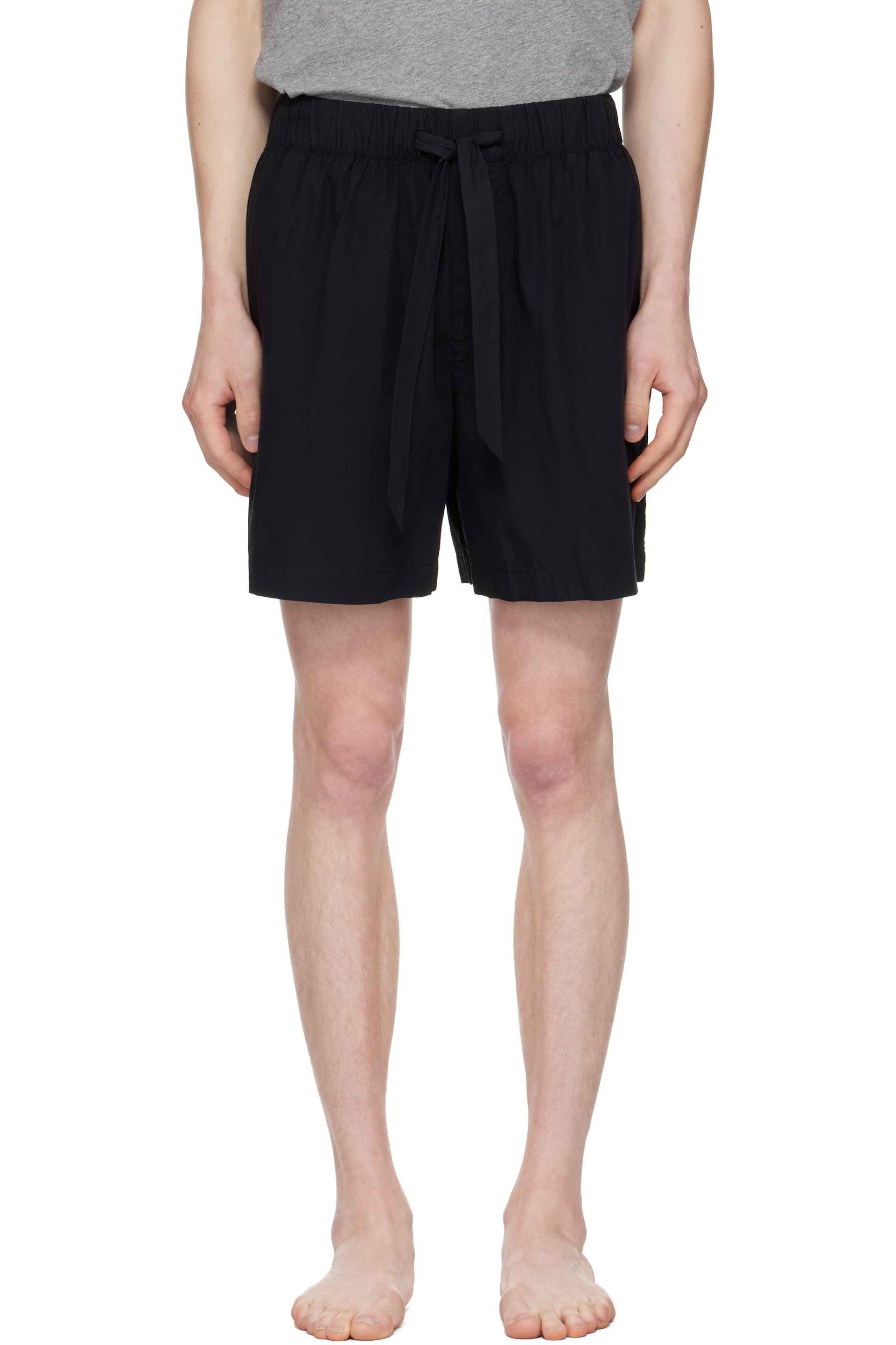Tekla - Black Poplin Pyjama Shorts