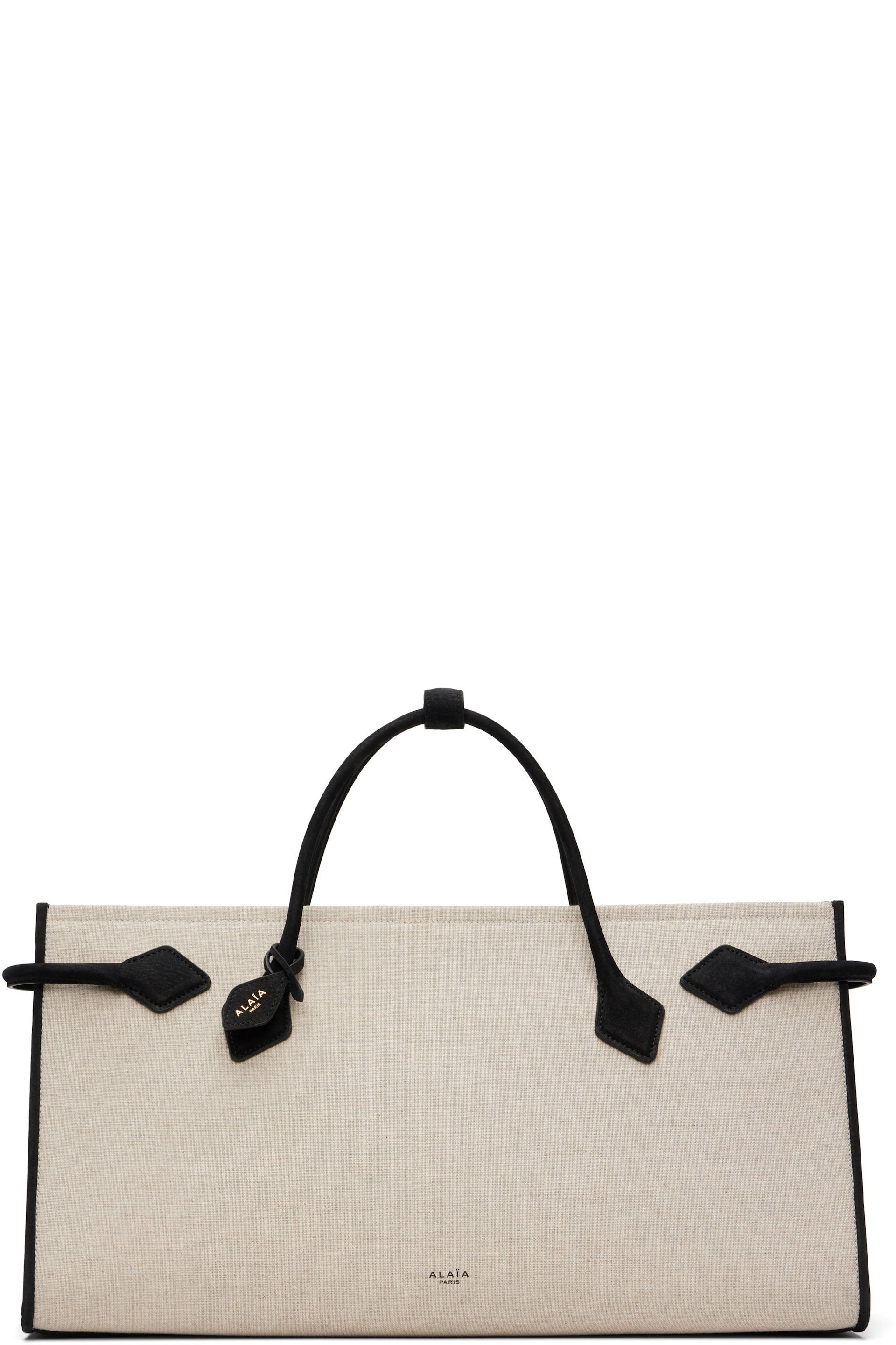 ALAÏA - Cabas 'Le teckel' beige et noir