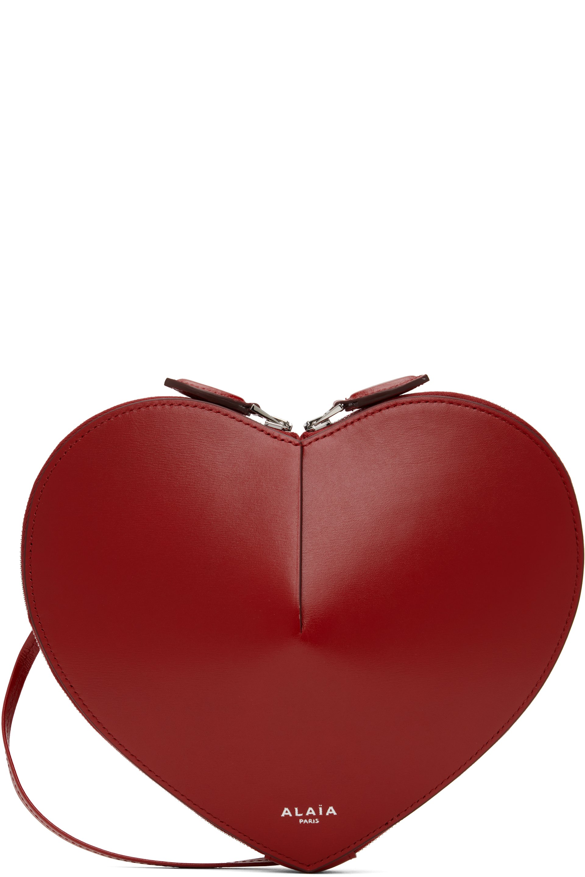 ALAÏA - Sac 'Le cœur' rouge en cuir de veau