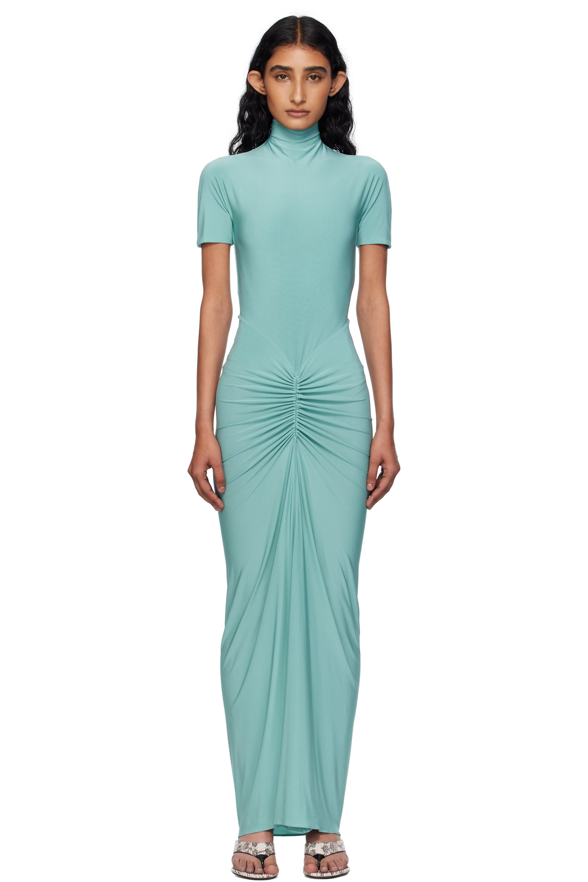 ALAÏA - Robe longue bleue en jersey