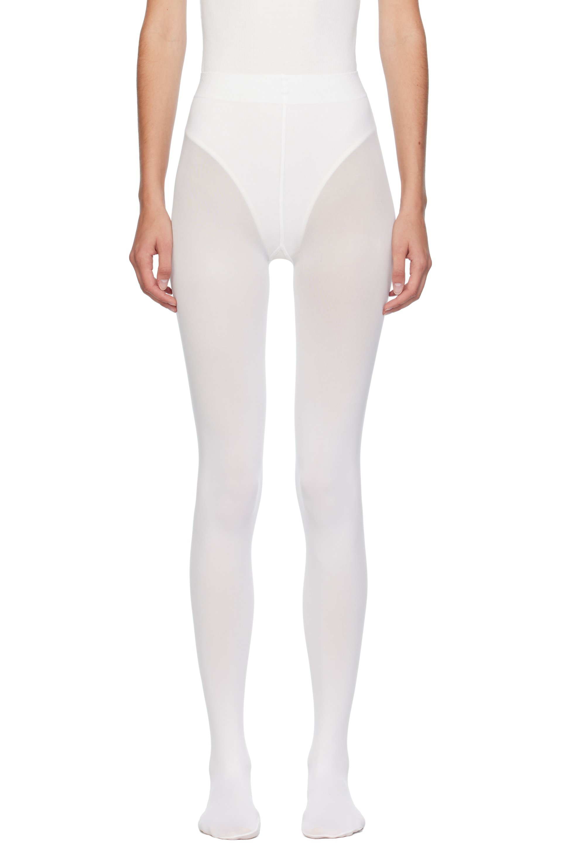 ALAÏA - White Integrated Feet Tights