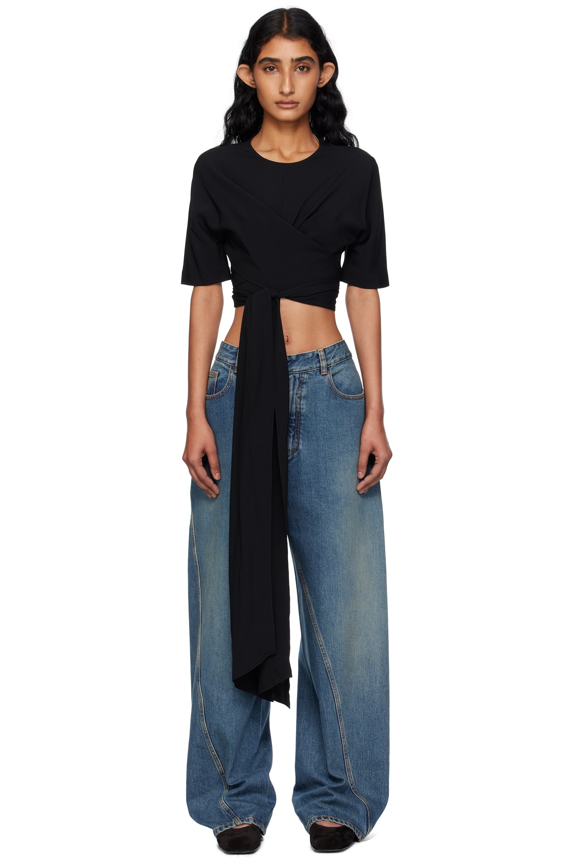 ALAÏA - Haut noir à attache à nouer