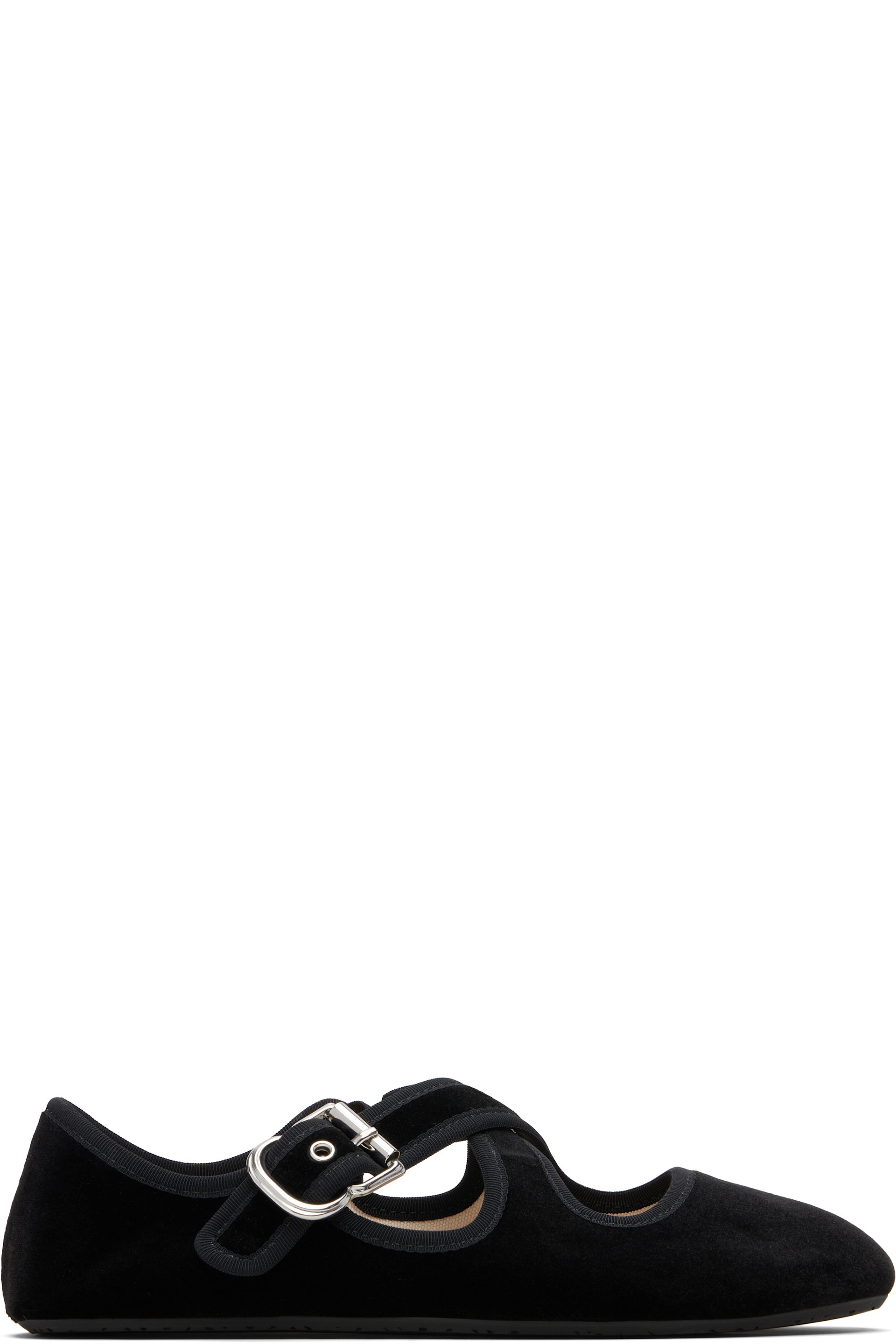 ALAÏA - Ballerines noires en velours à brides entrecroisées