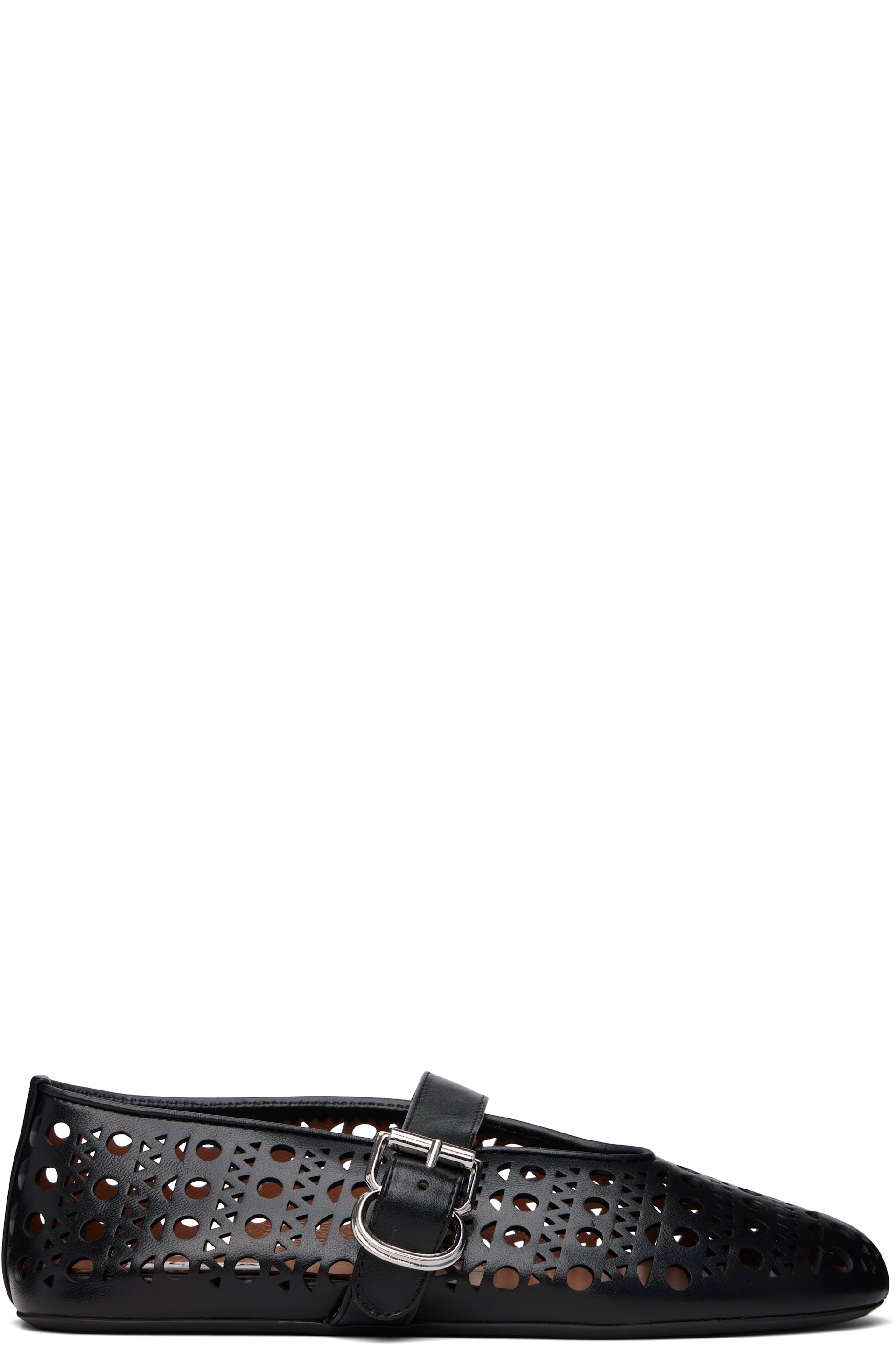 ALAÏA - Ballerines noires en cuir d'agneau à motif Vienne
