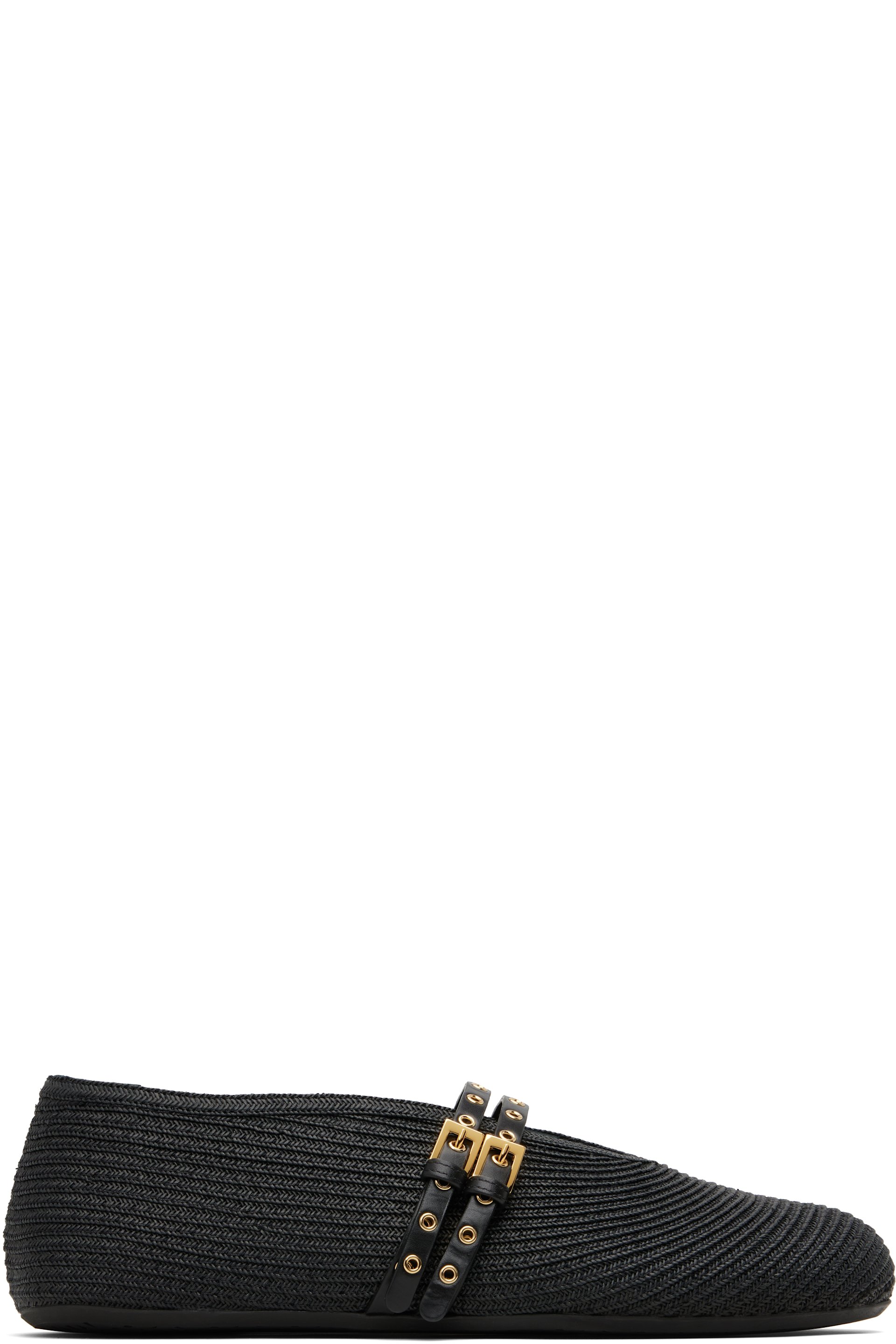 ALAÏA - Ballerines noires en papier paille