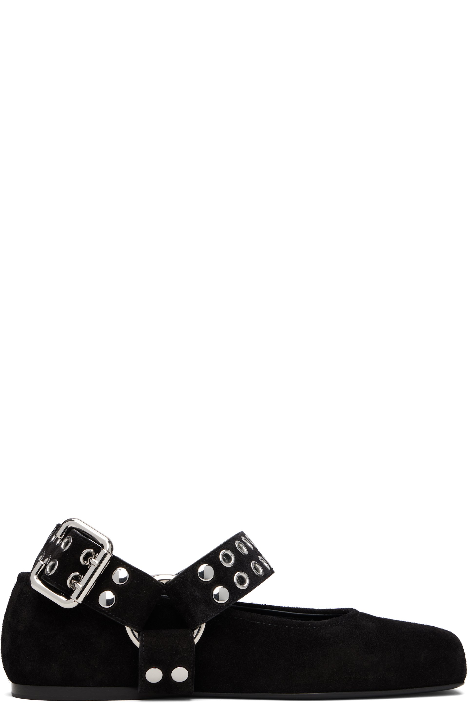ALAÏA - Ballerines de style motard noires en suède