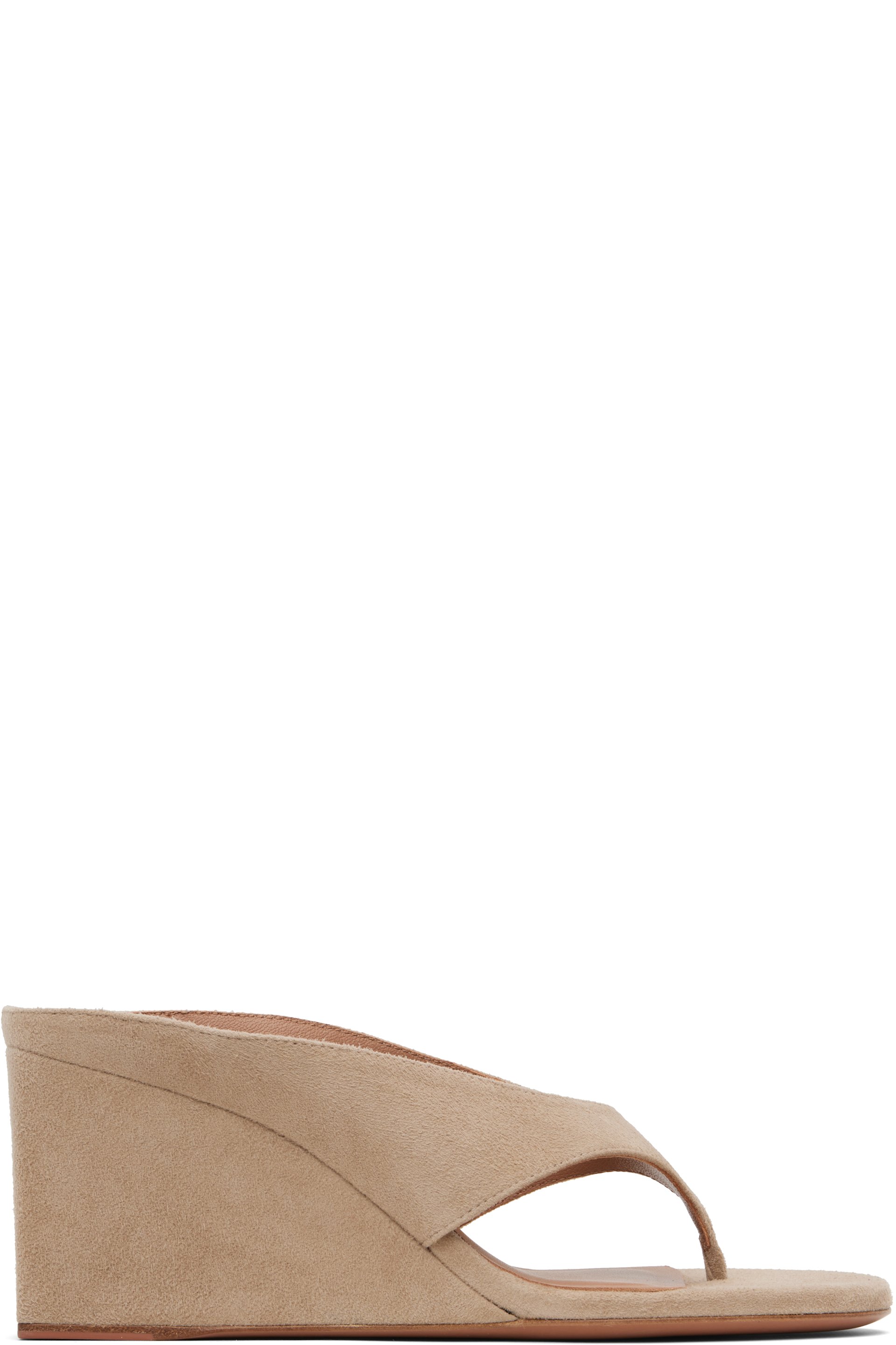 ALAÏA - Mules à talon cubique grises à bride de style tong