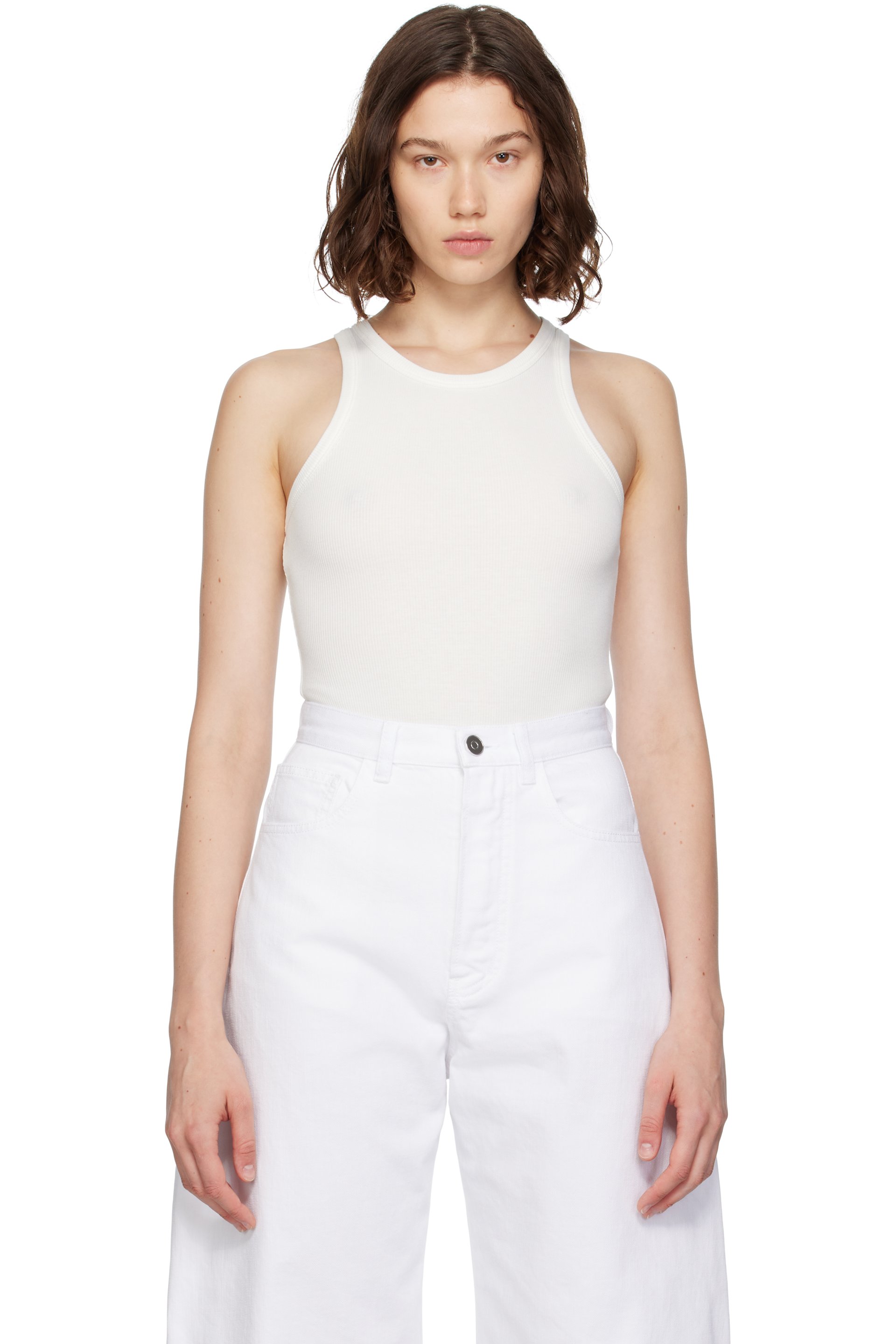 ALAÏA - White Sculpting Rib Jersey Bodysuit