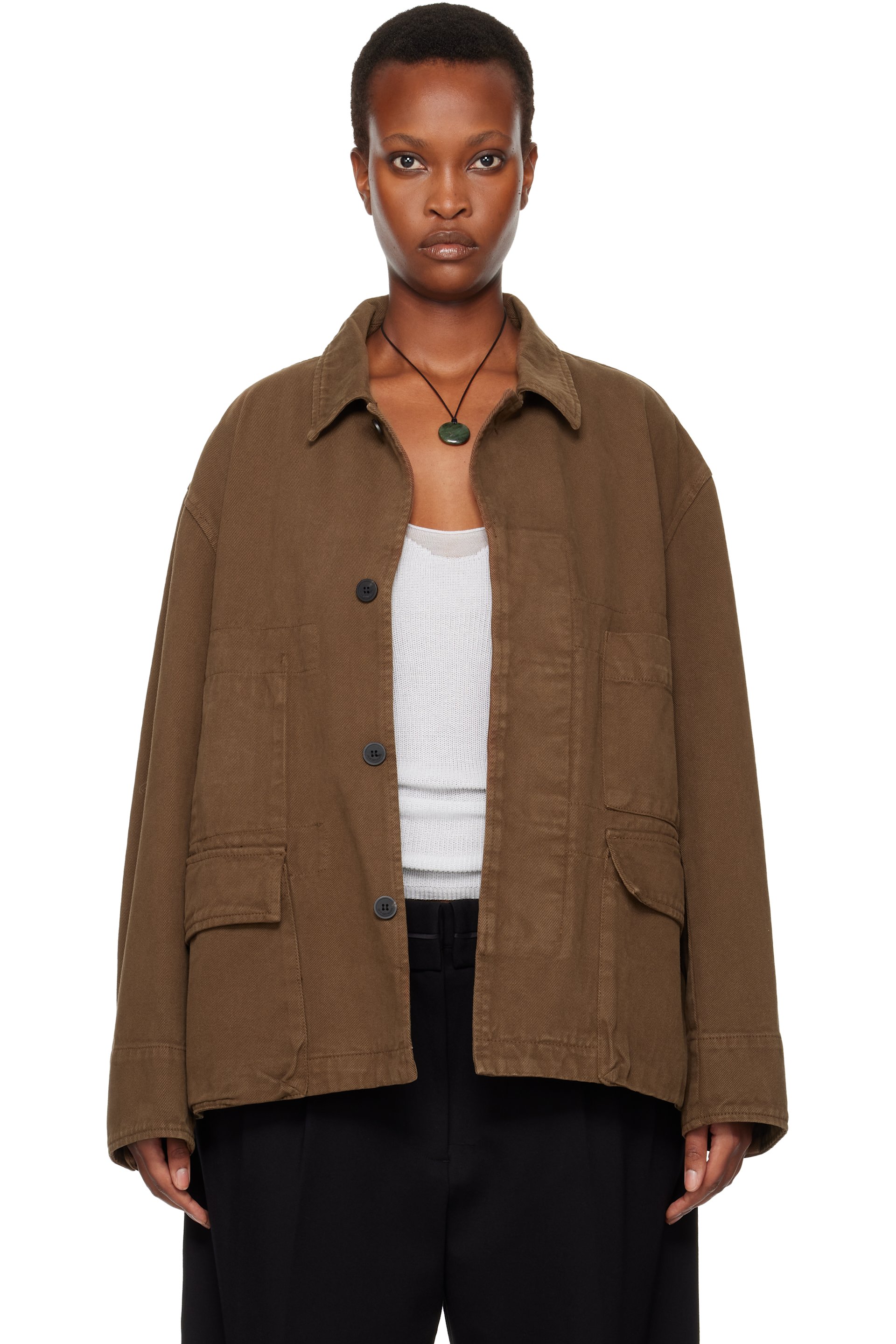 LE17SEPTEMBRE - Blouson militaire brun en denim