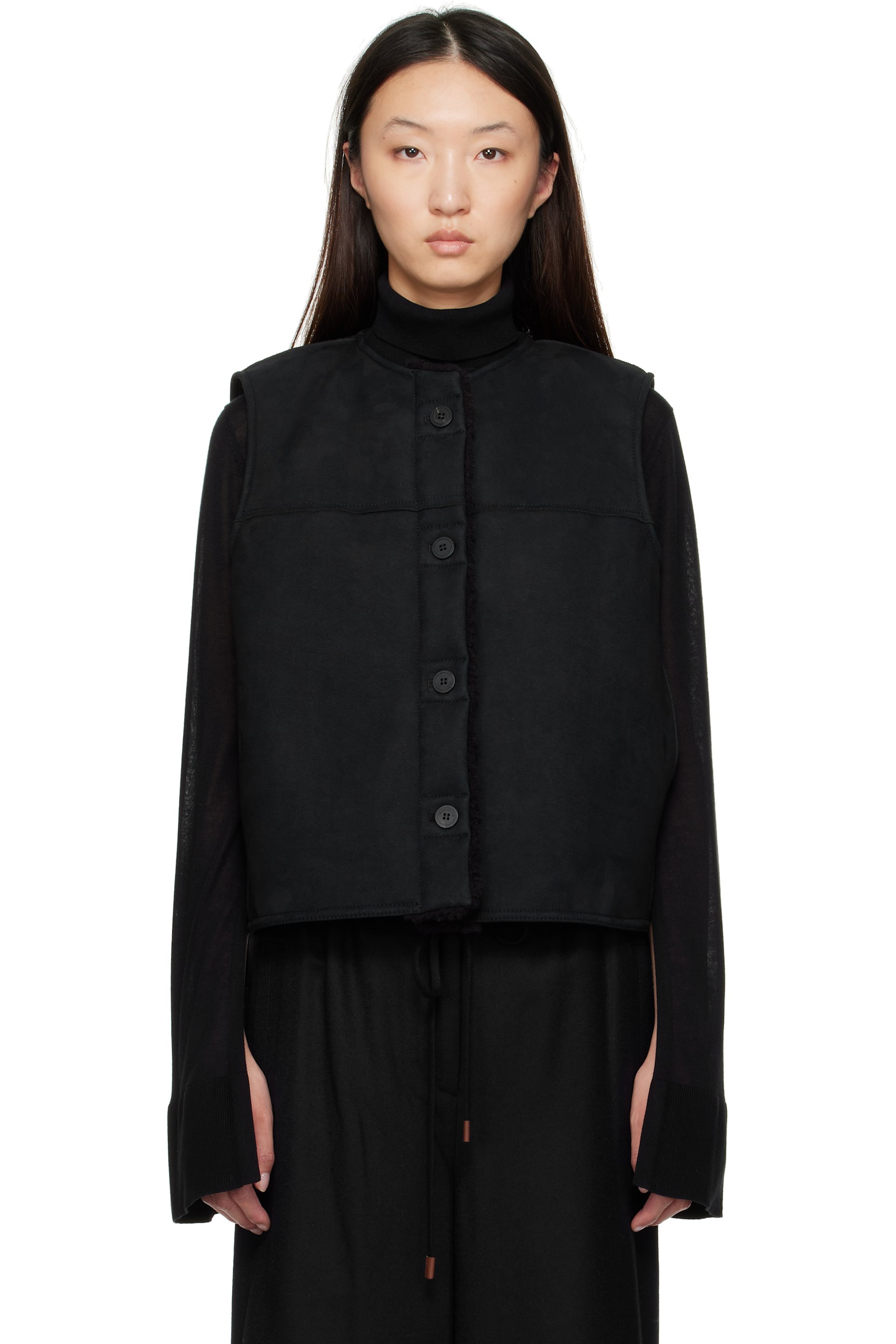 LE17SEPTEMBRE - Black Faux-Shearling Reversible Vest