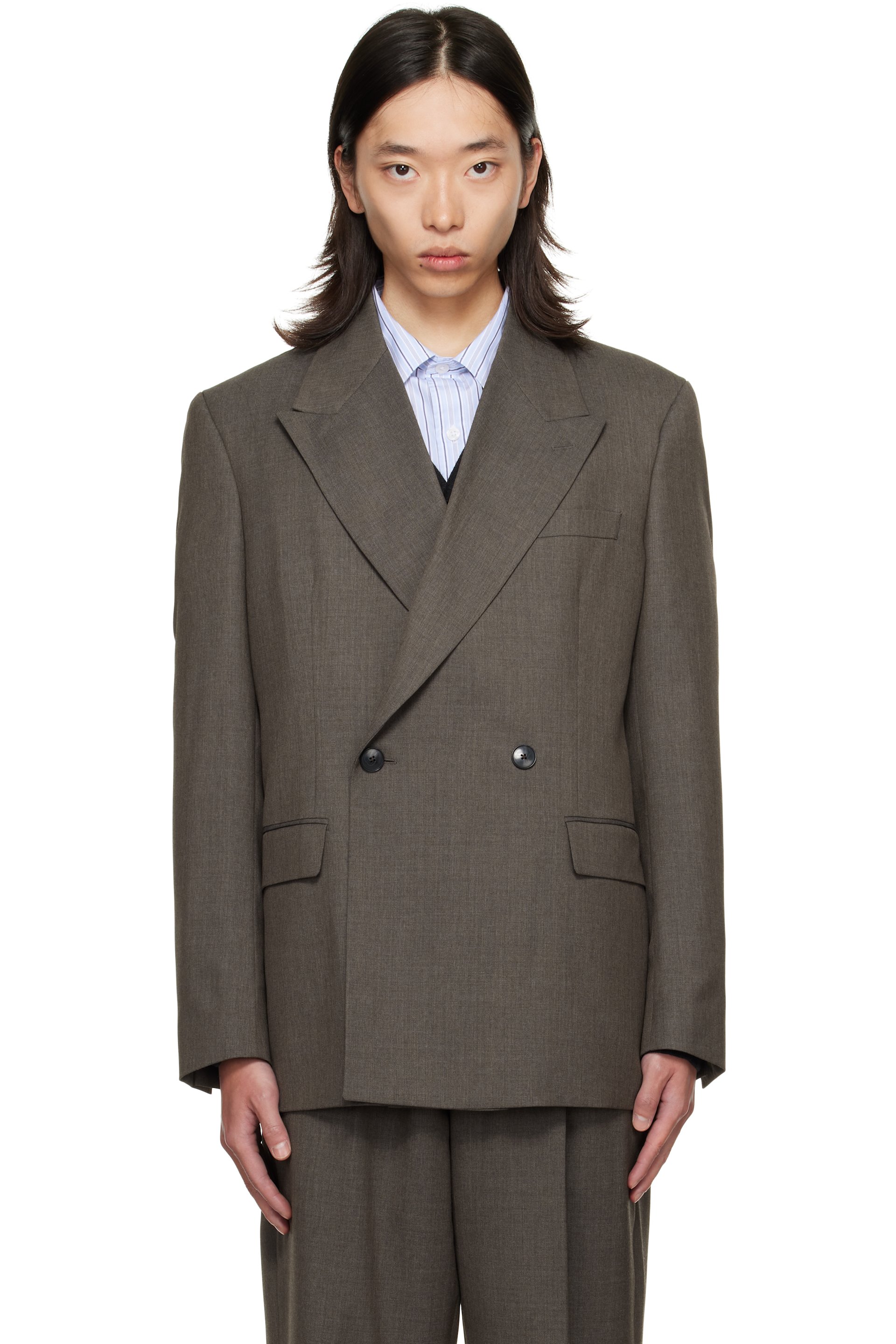 mfpen - Taupe Double Breasted Blazer