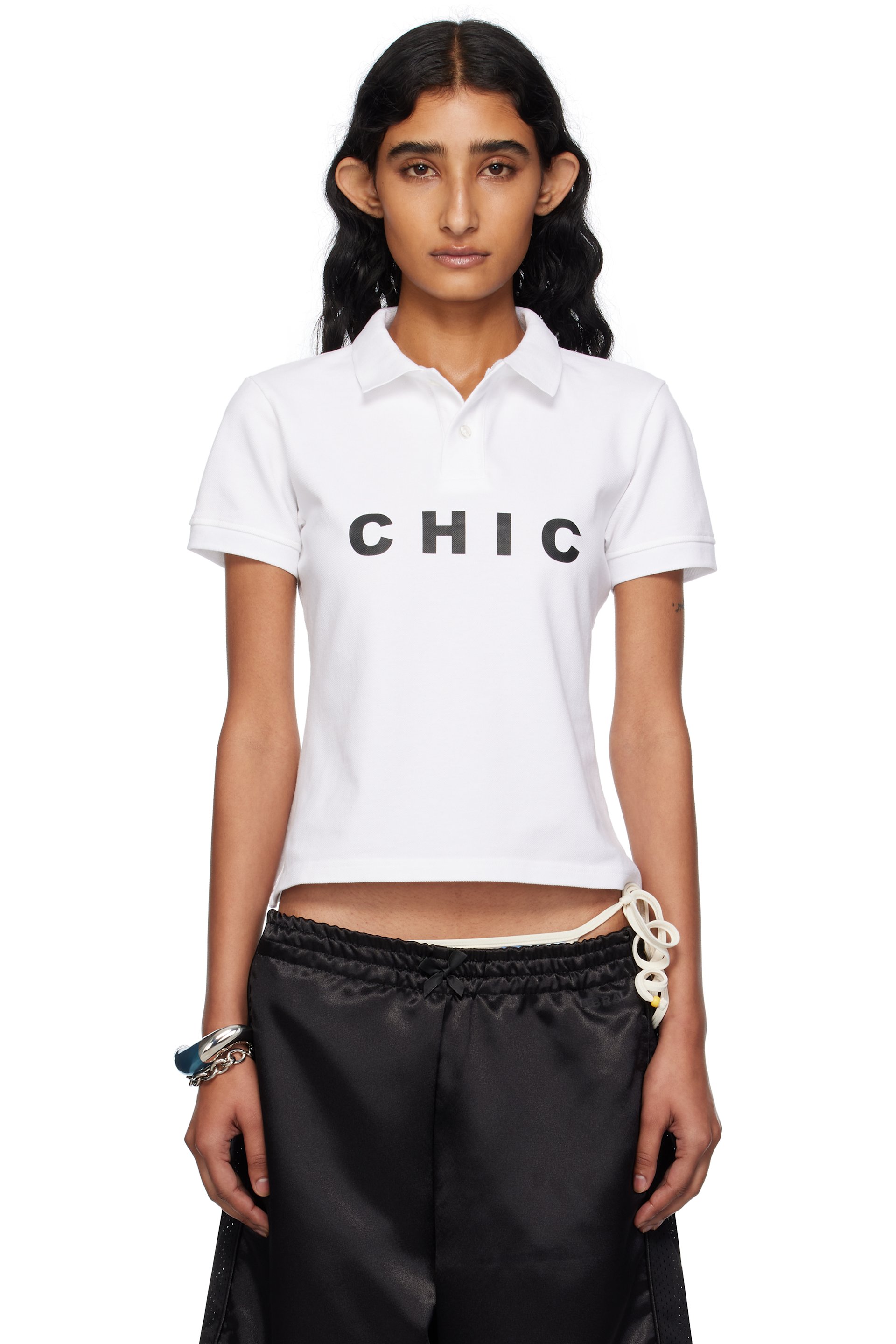 ABRA - Polo blanc à dos ouvert exclusif à SSENSE