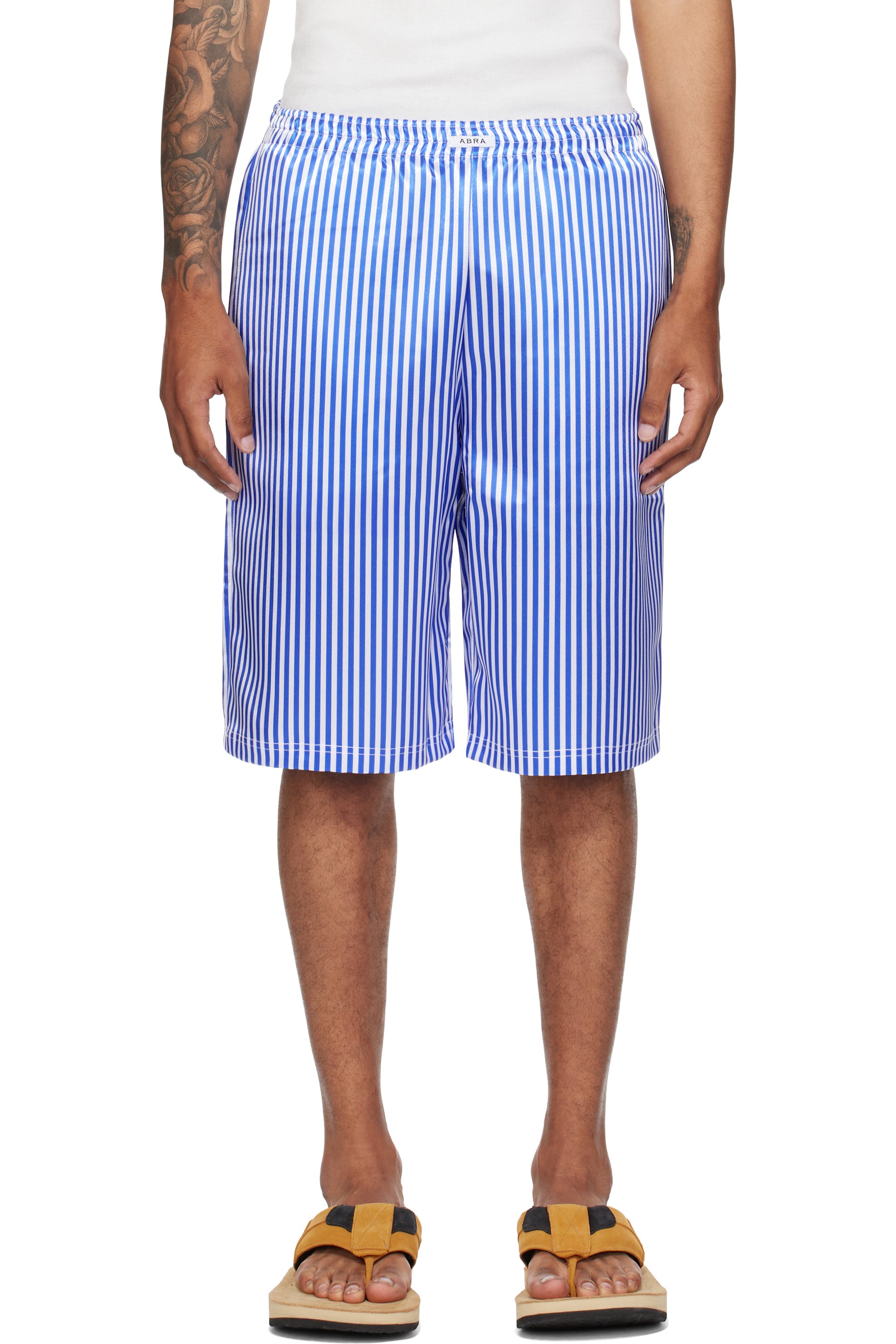 ABRA - SSENSE Exclusive Blue & White Basketball Printed Shorts