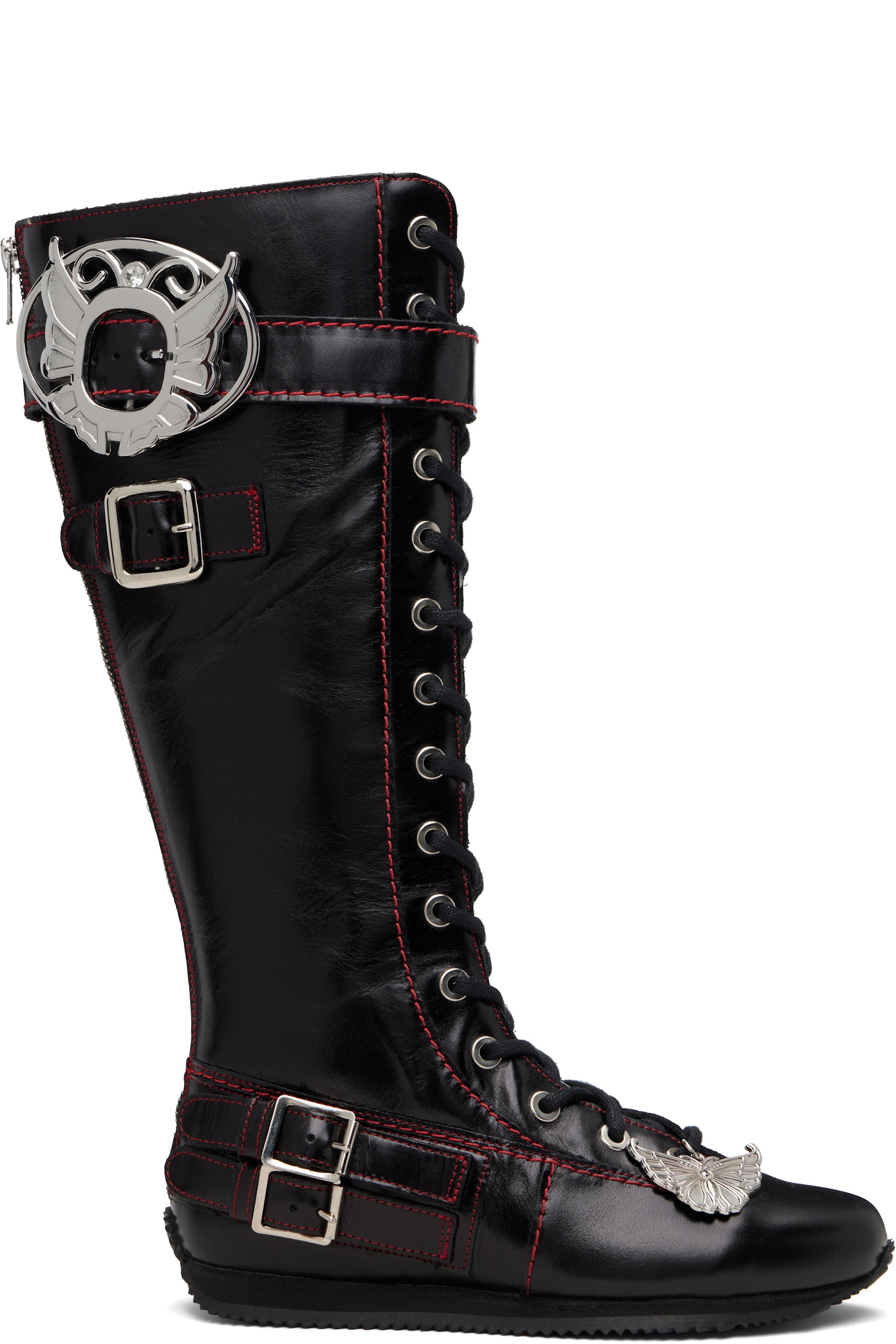 Chopova Lowena - Black Chunky Lace Up Stefanie Tall Boots