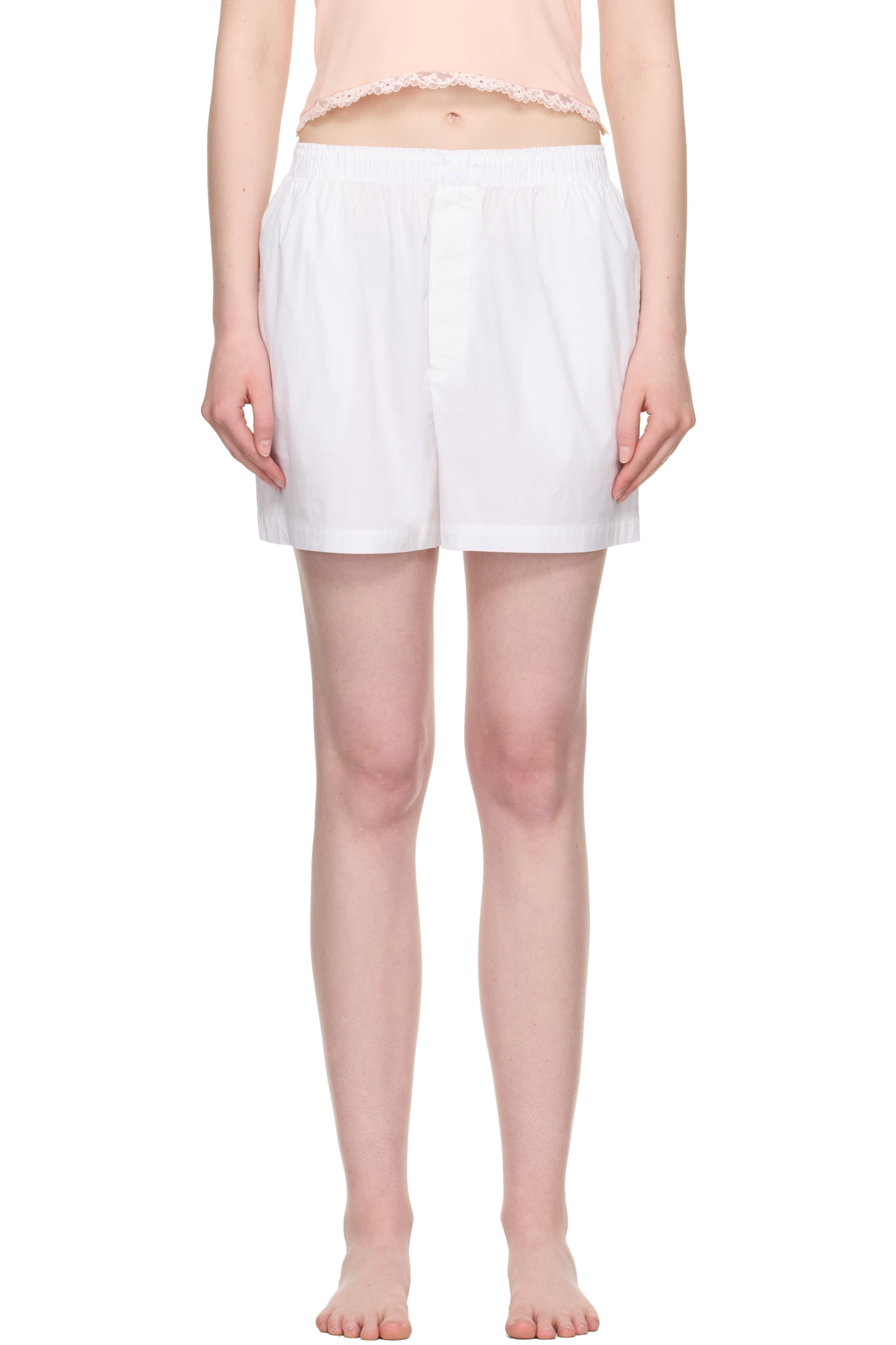 SKIMS - White Cotton Poplin Boxer Pyjama Shorts