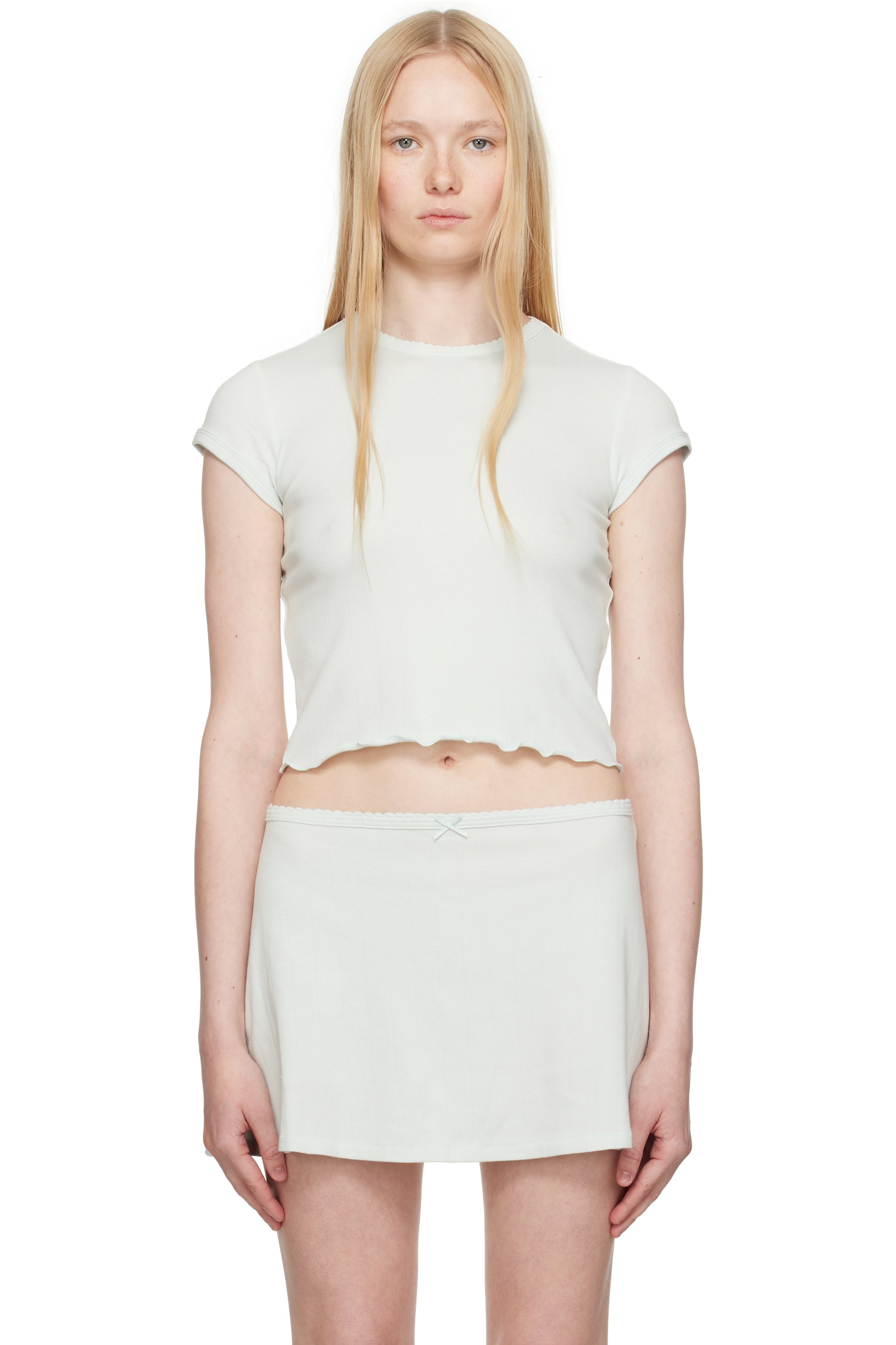 SKIMS - Micro t-shirt bleu - Drop Needle Pointelle