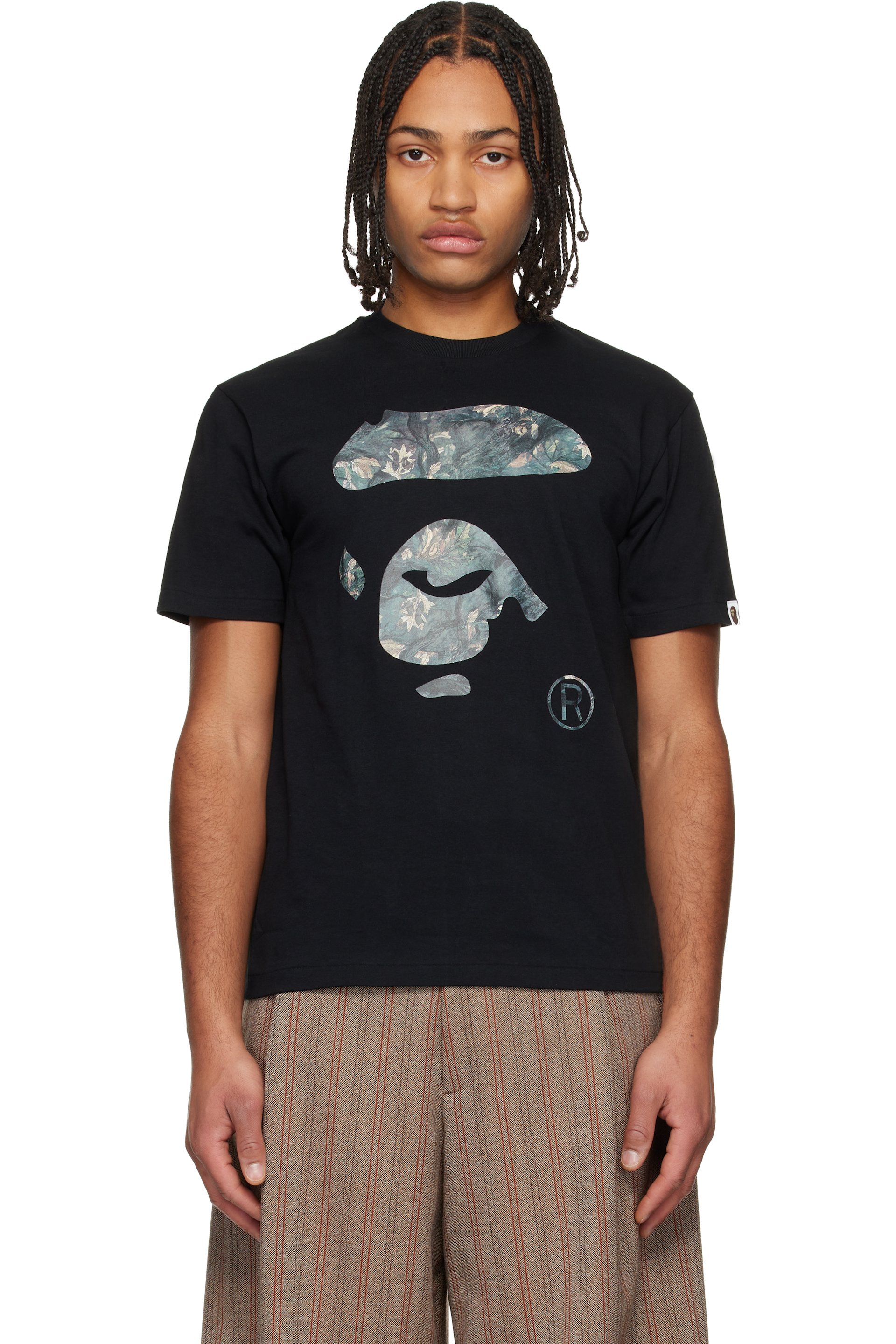 BAPE - Black Tree Edge Camo Ape Face T-shirt