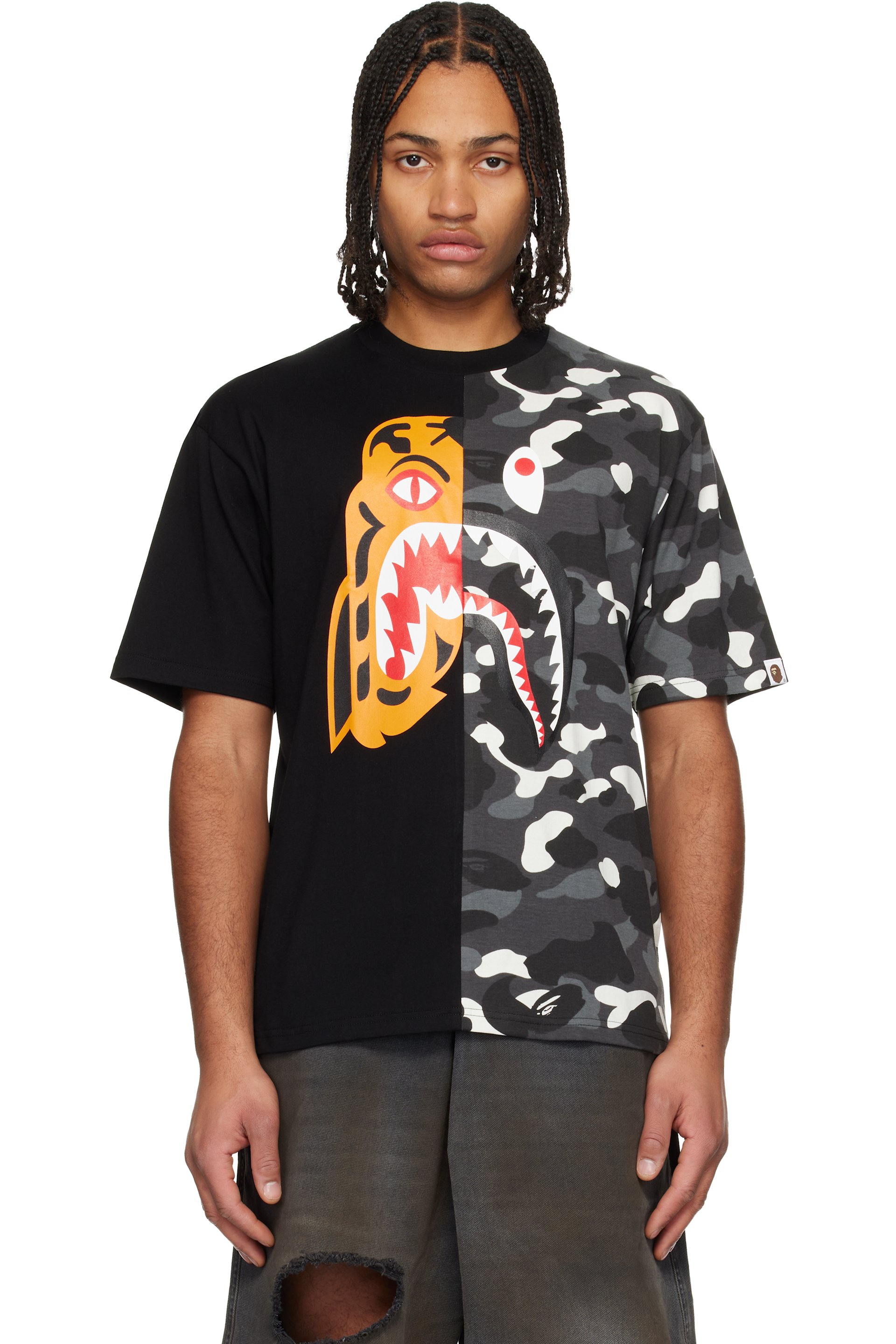 BAPE - Black City Camo Tiger Shark Relaxed Fit T-shirt