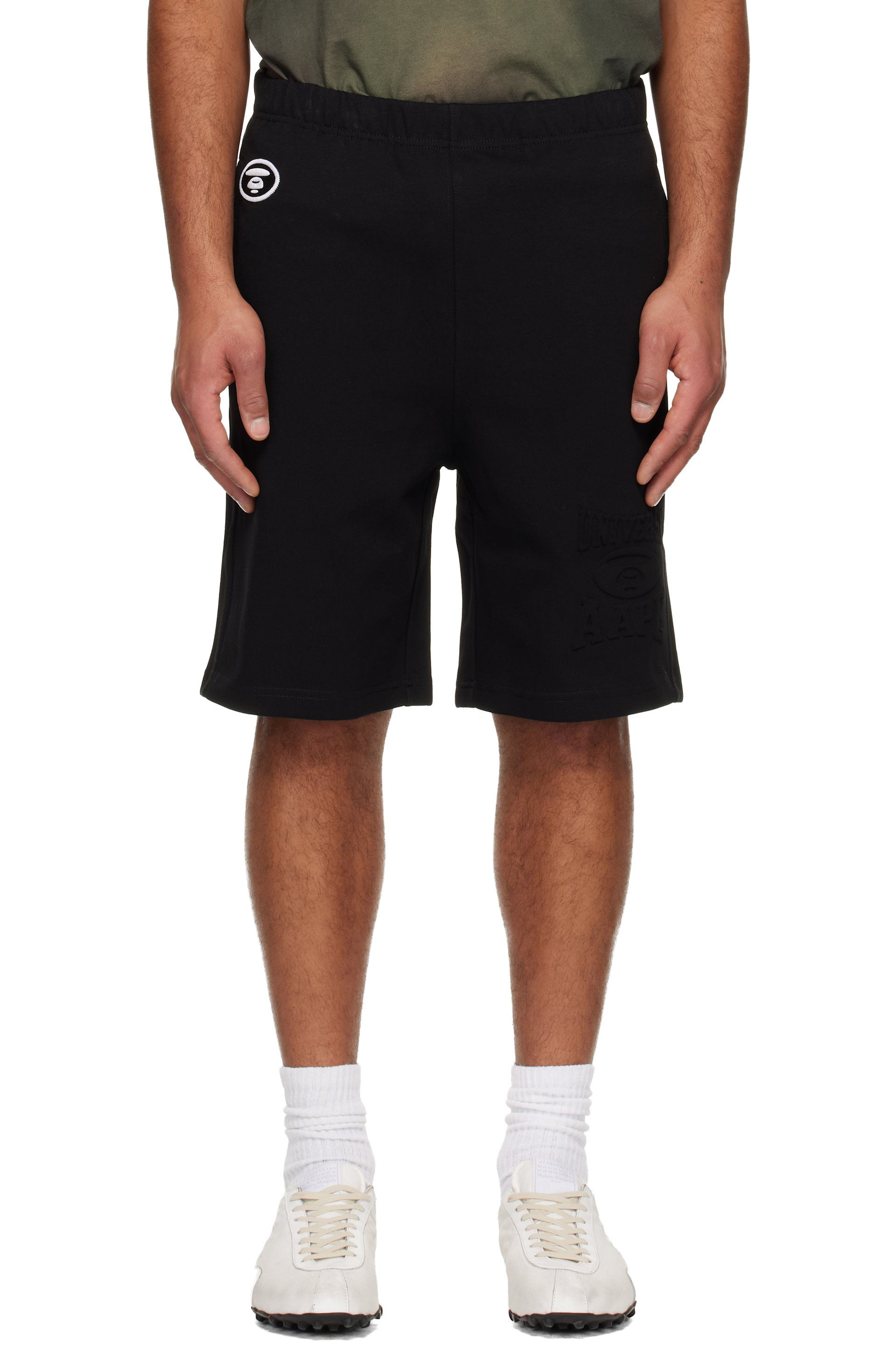 AAPE by A Bathing Ape - Short de survêtement noir à logos AAPEUNVS et Moonface