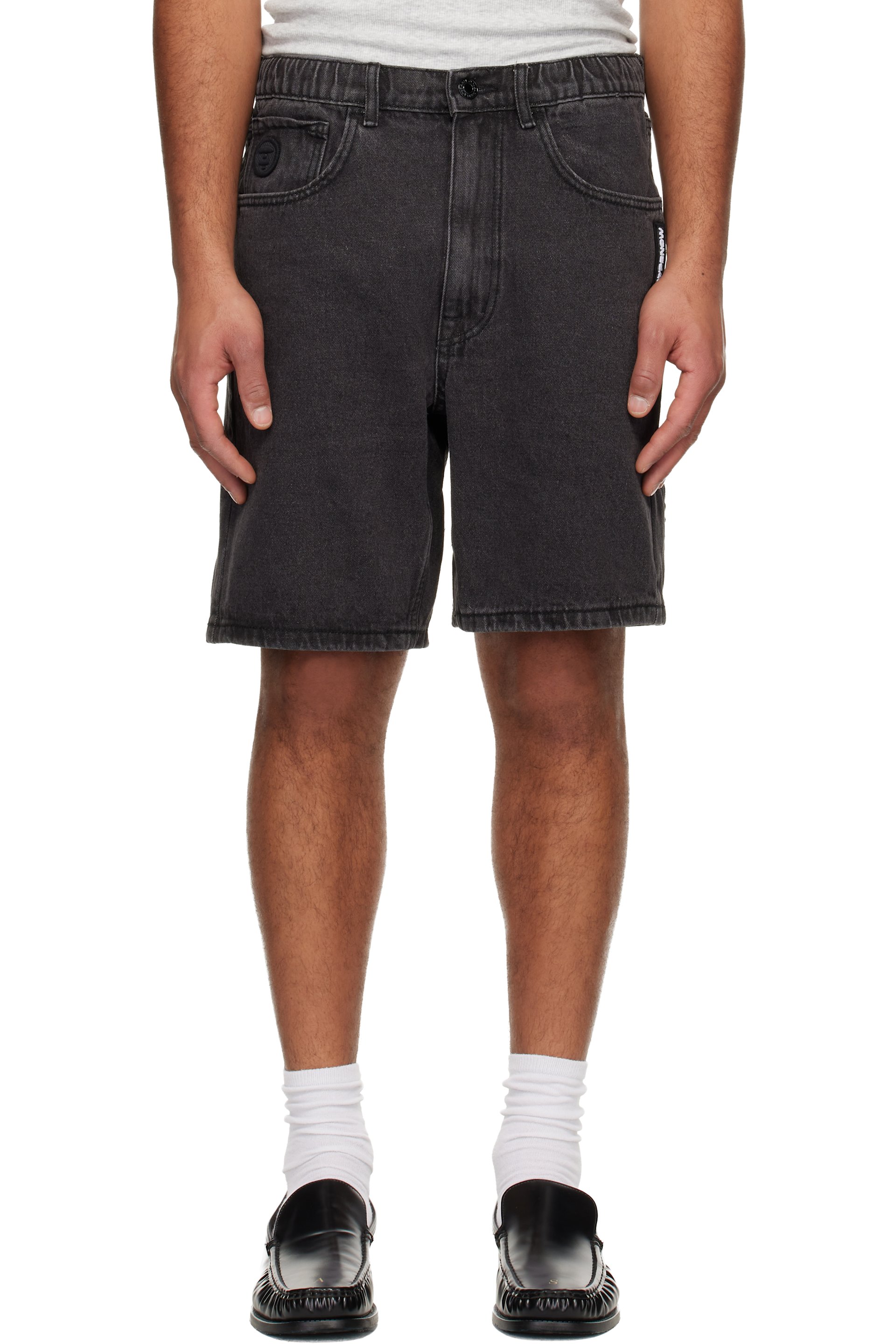 AAPE by A Bathing Ape - Black 'AAPENOW' Denim Shorts