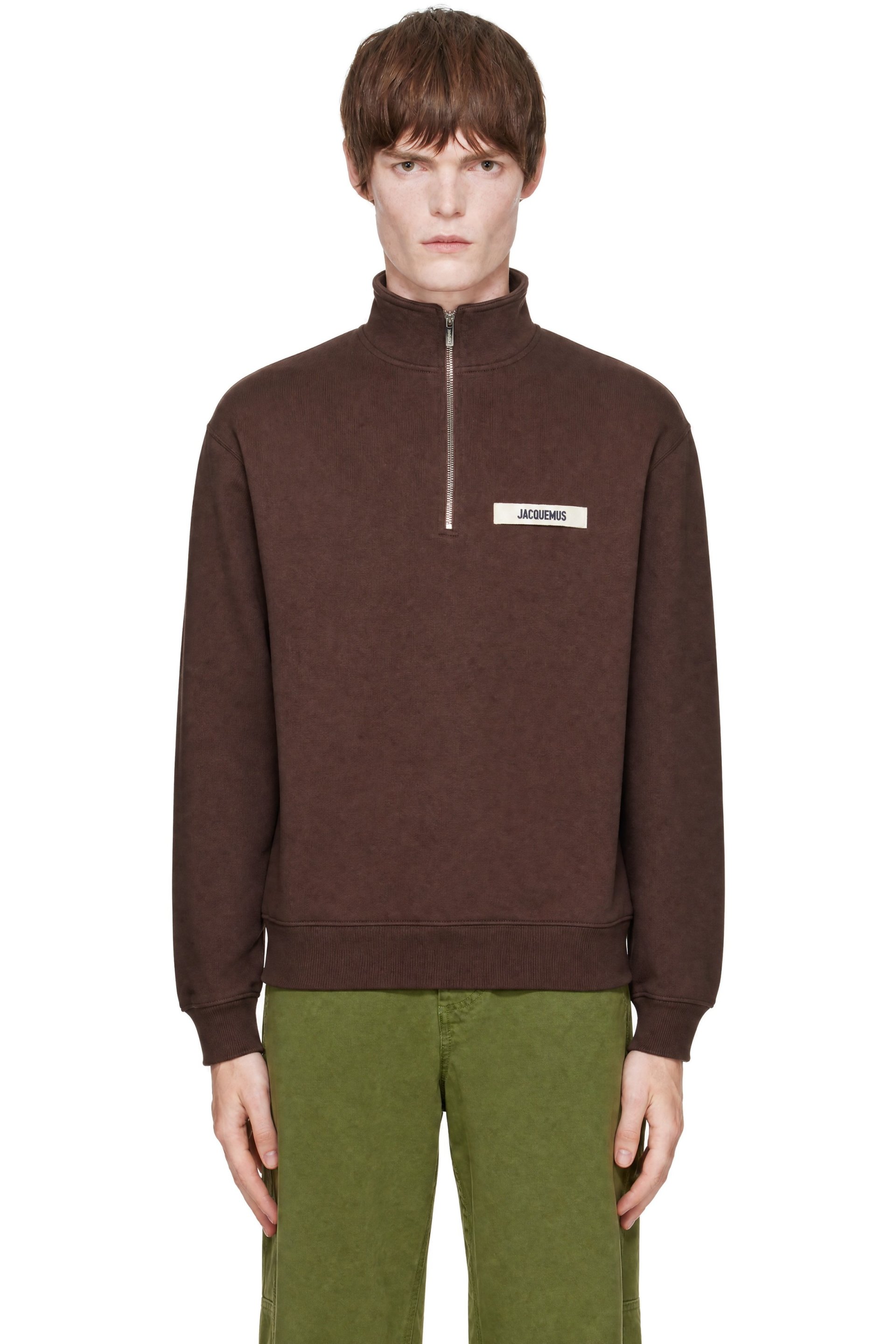 JACQUEMUS - Brown 'The Gros Grain zipped-rollneck' Sweatshirt