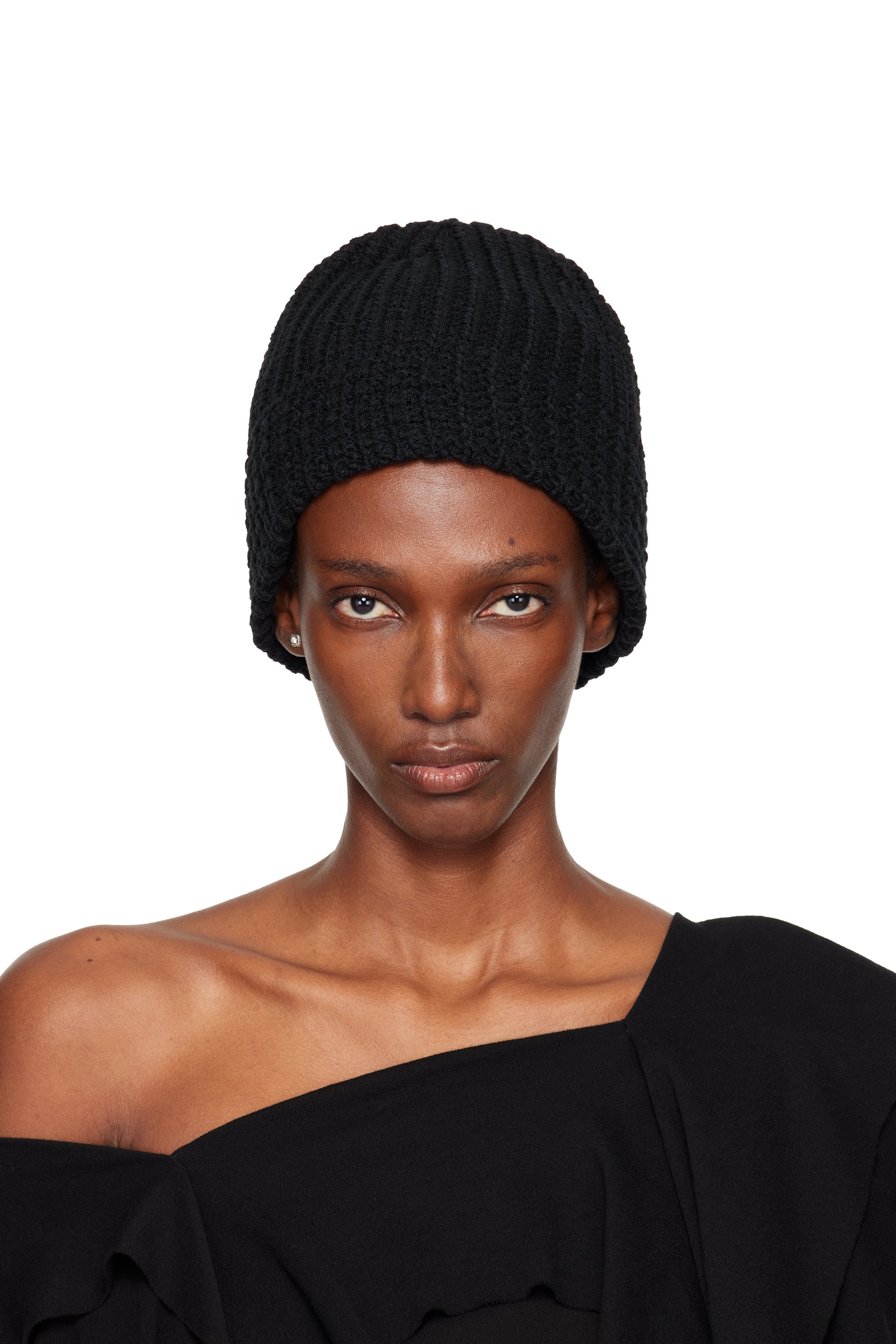 Yohji Yamamoto - Bonnet noir en double tricot