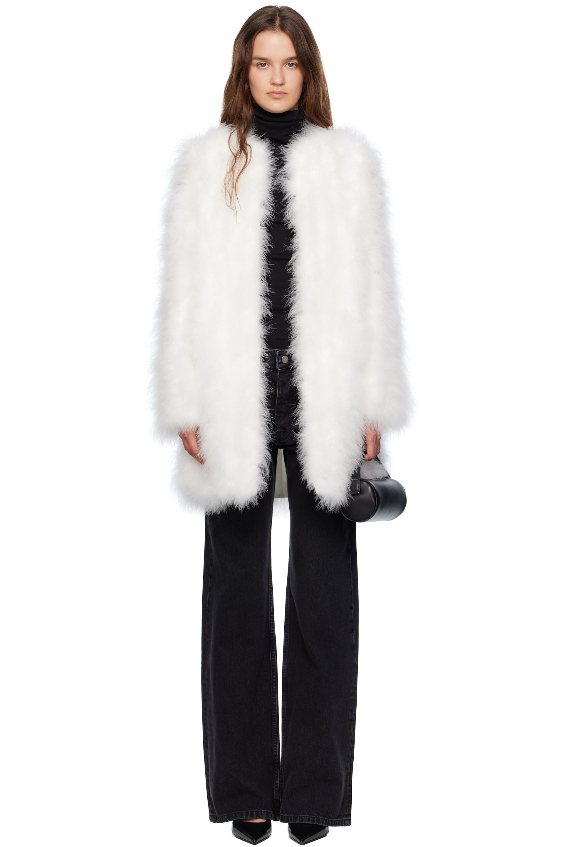 Yves Salomon - Manteau long blanc en plumes