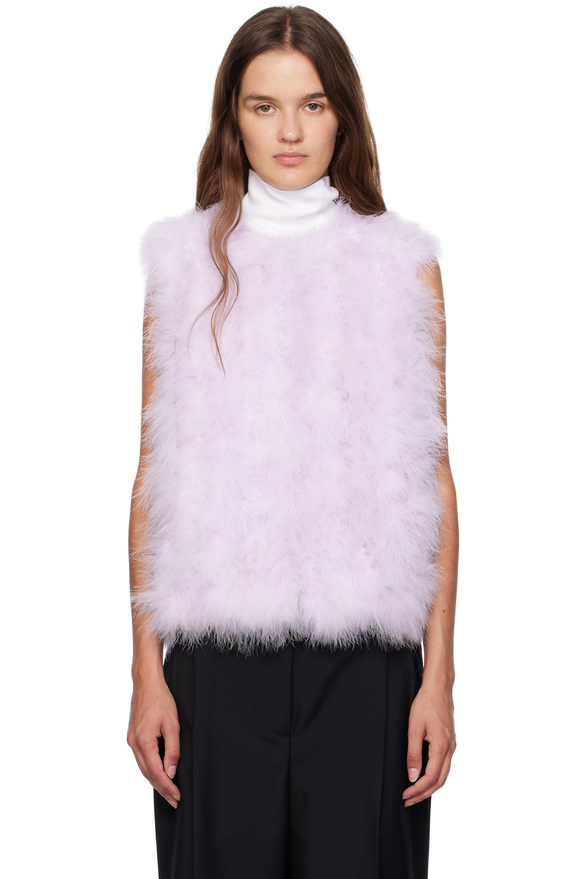 Yves Salomon - Purple Cropped Feather Vest