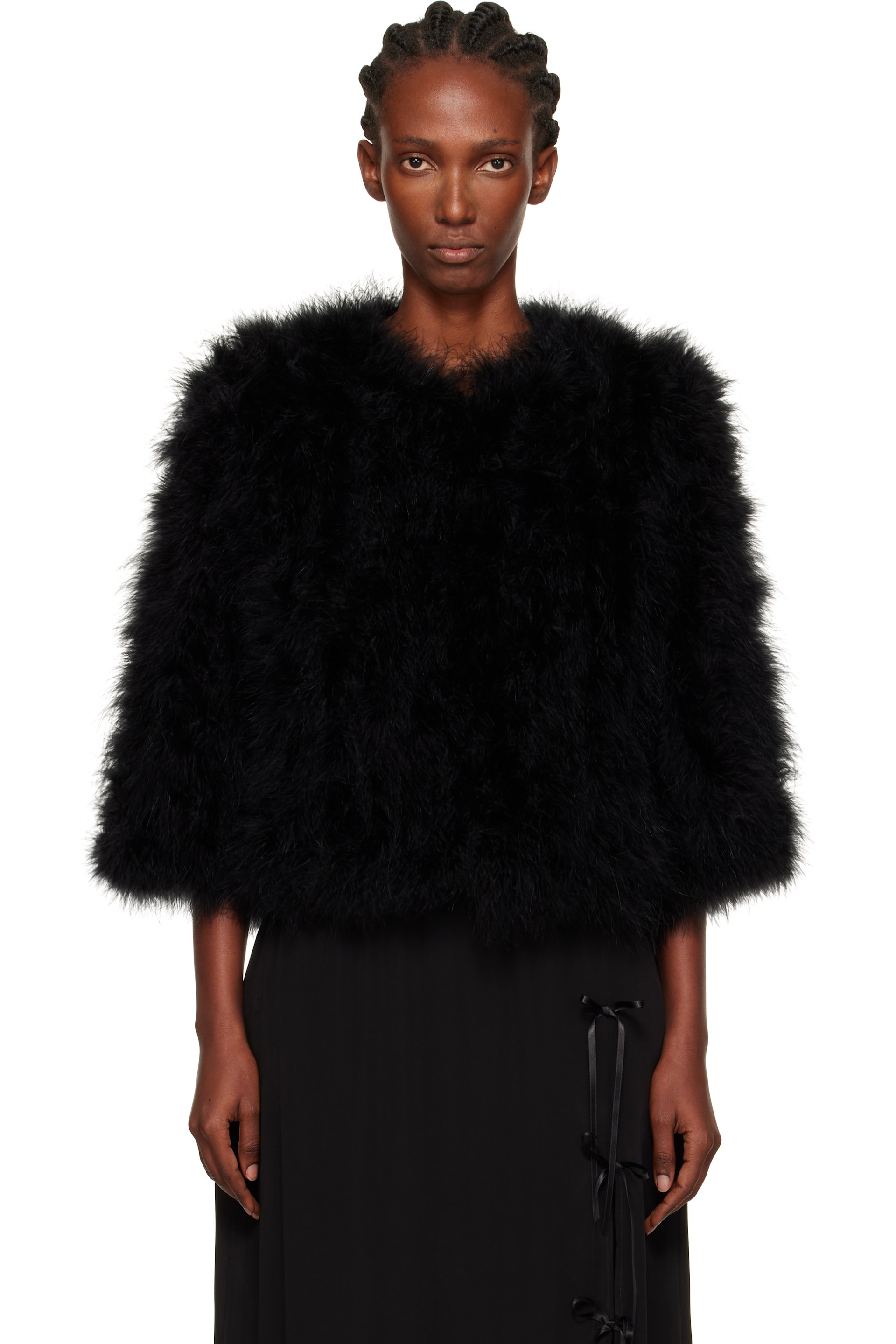 Yves Salomon - Black Short Feather Jacket