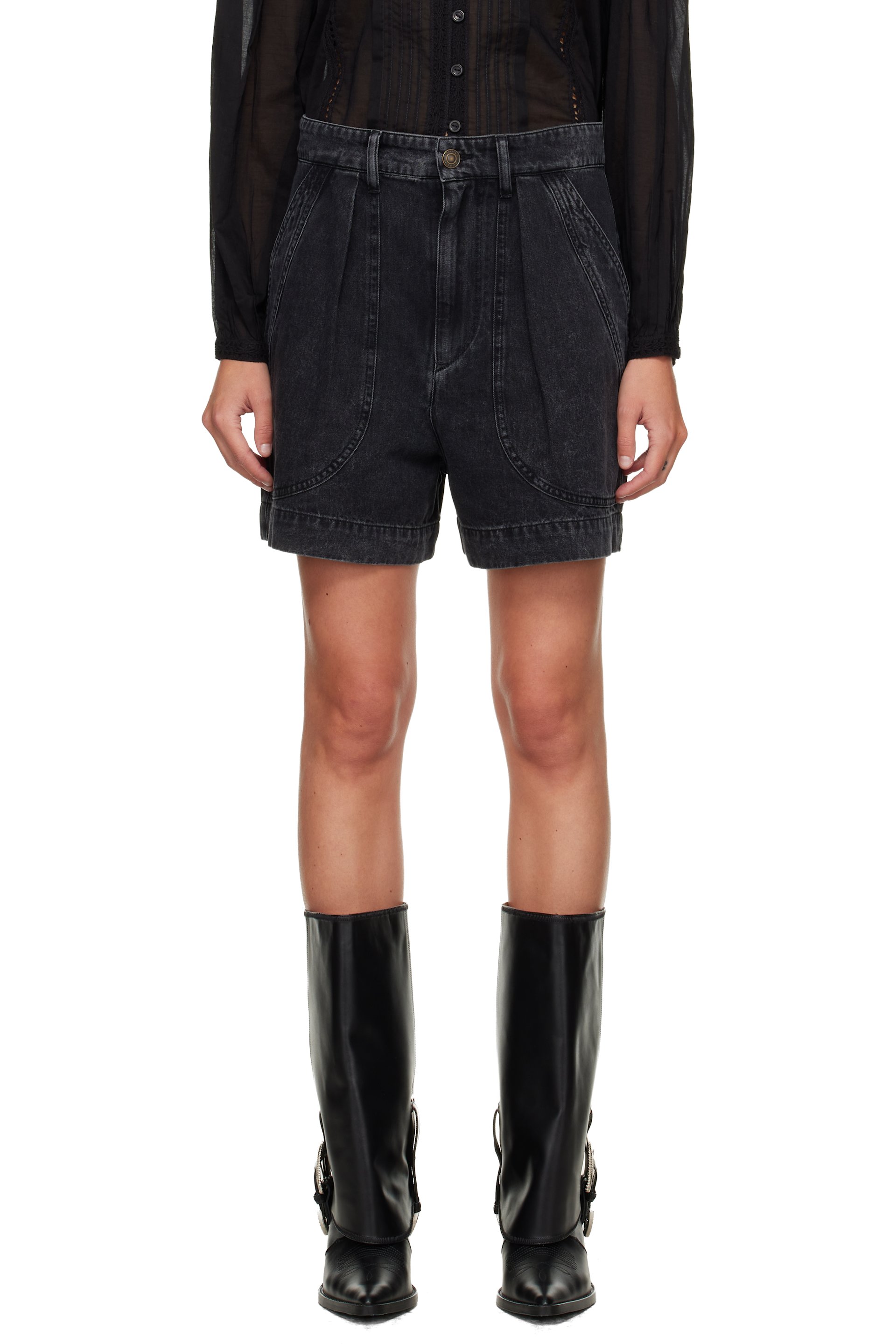 Isabel Marant Etoile - Short Noemia noir en denim
