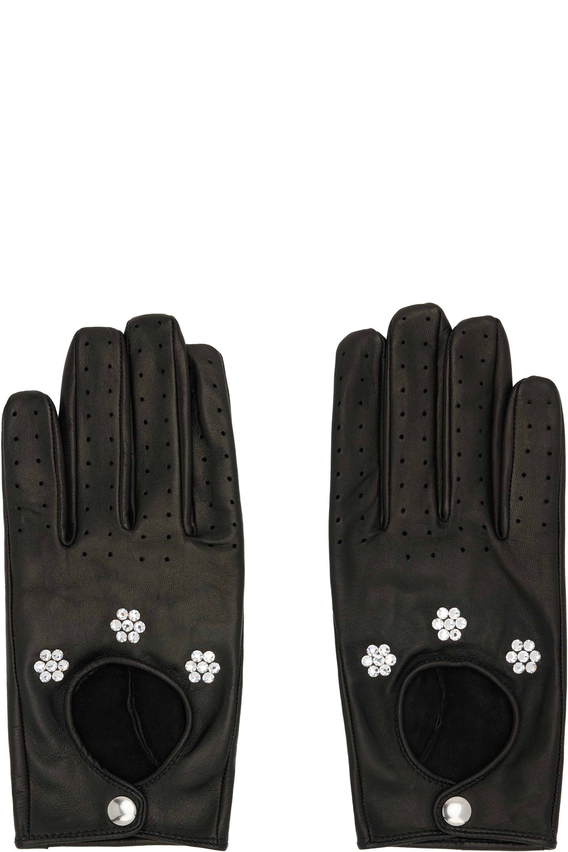 ERNEST W. BAKER - ブラック Floral Studded Appliqué Driving グローブ