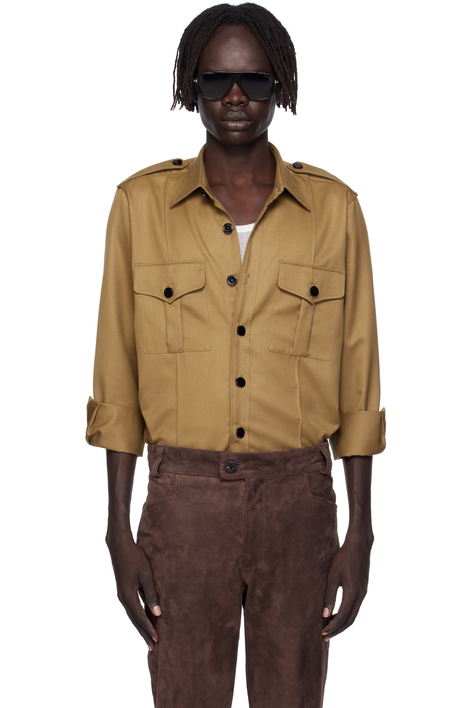 Ernest W. Baker: Tan Military Overshirt | SSENSE Canada