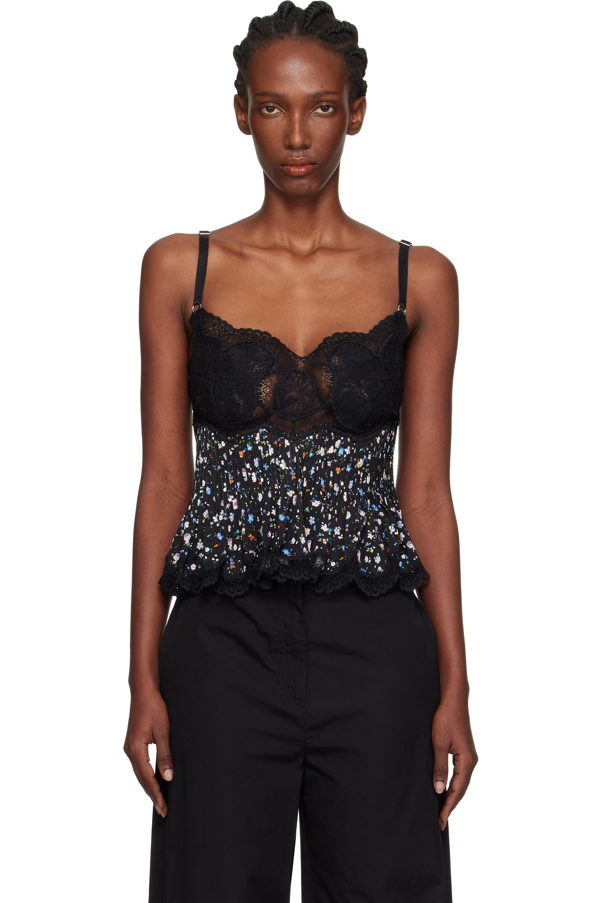 Rabanne - Camisole noire en dentelle