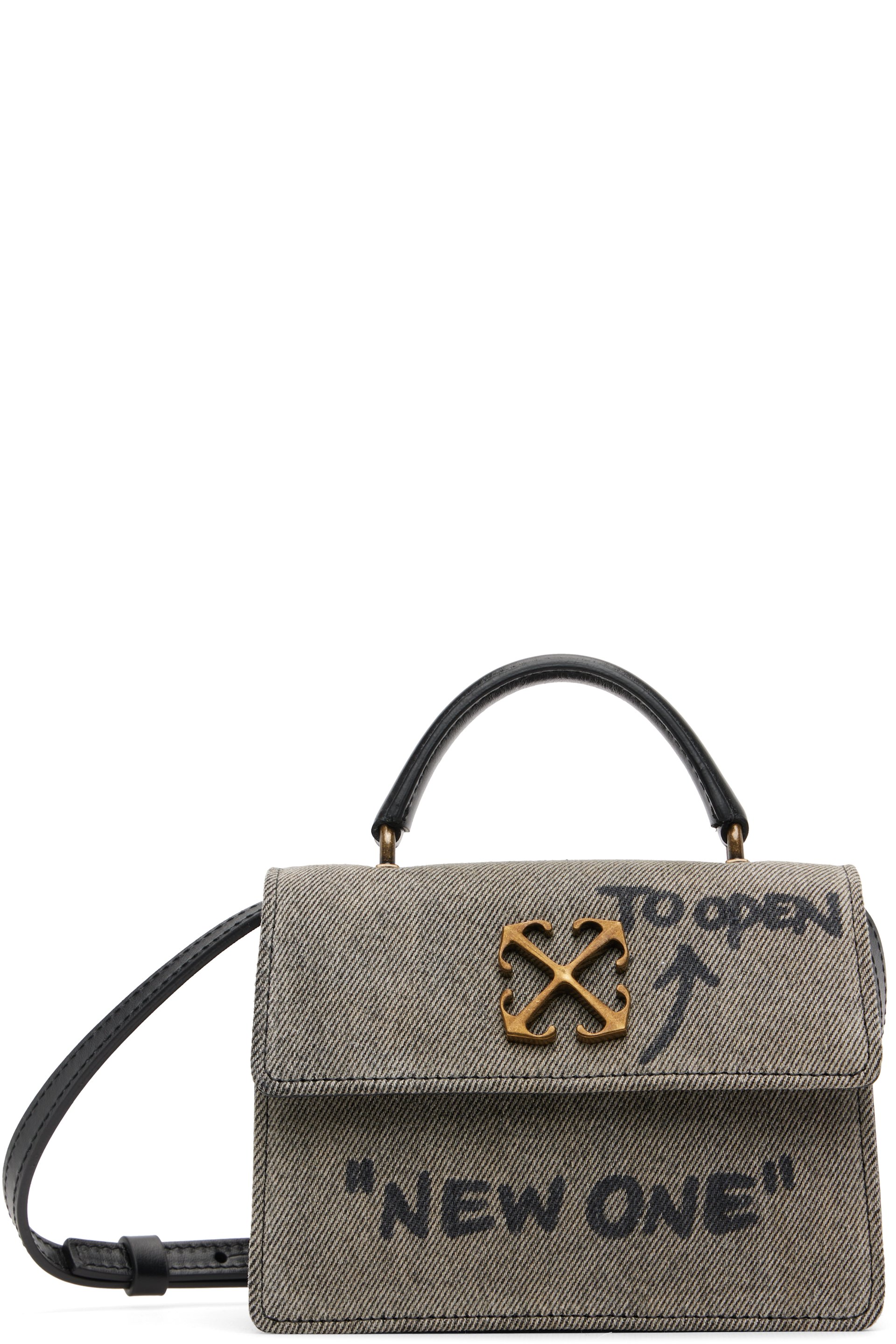 Off-White - Gray & Black Jitney Baby Quote Denim Bag