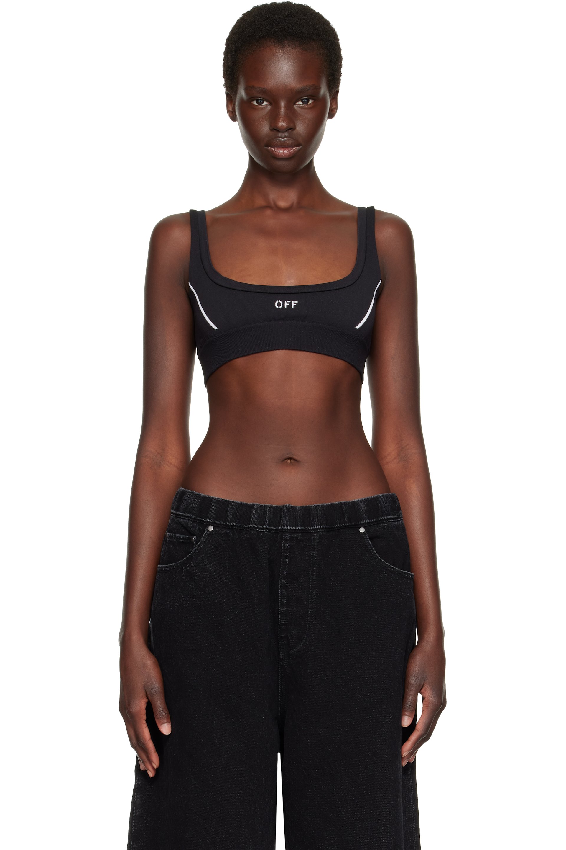 Off-White - Black 'Off' Stamp Seamless Sport Bra