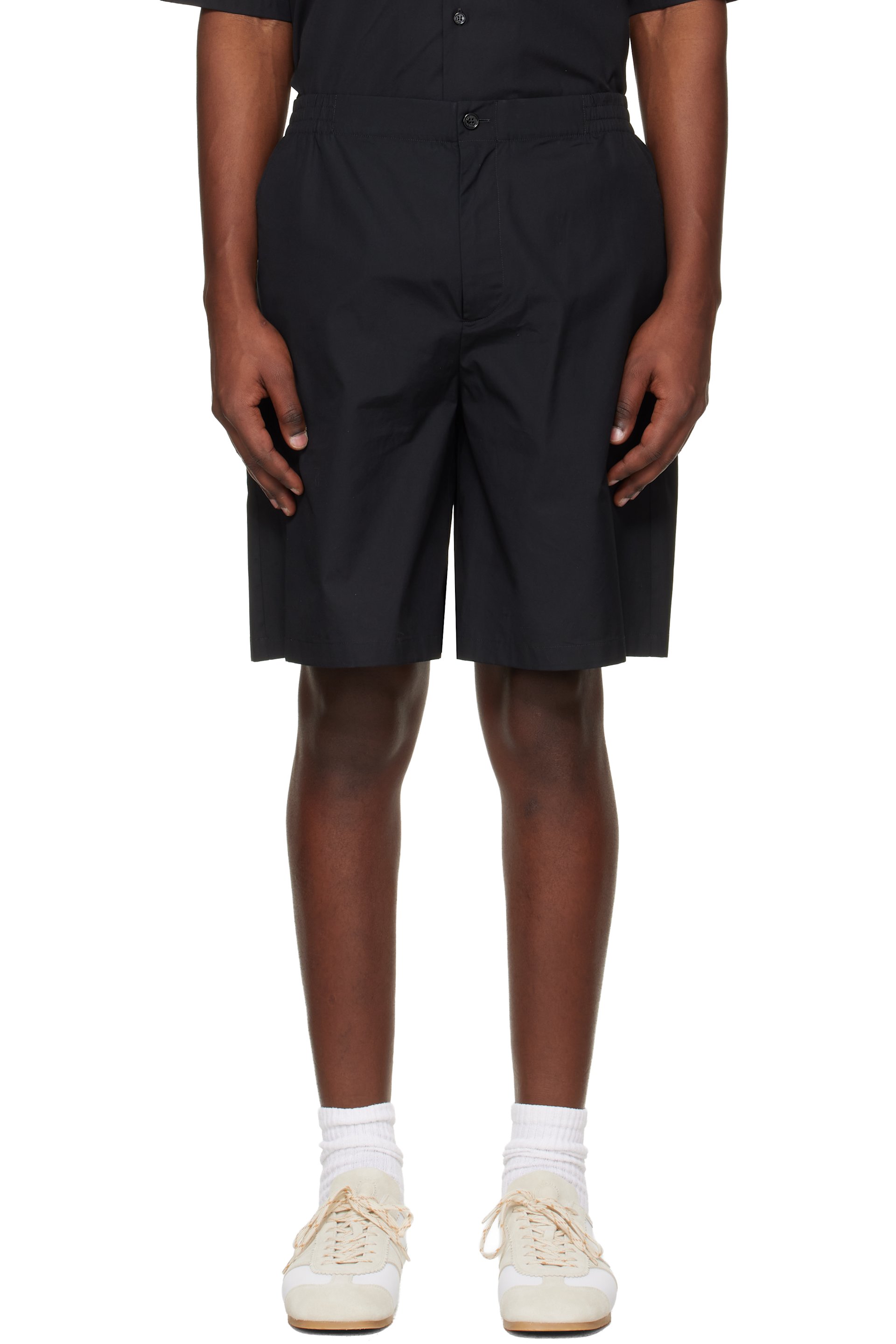 Off-White - Black Tape Logo Poplin Bowling Shorts