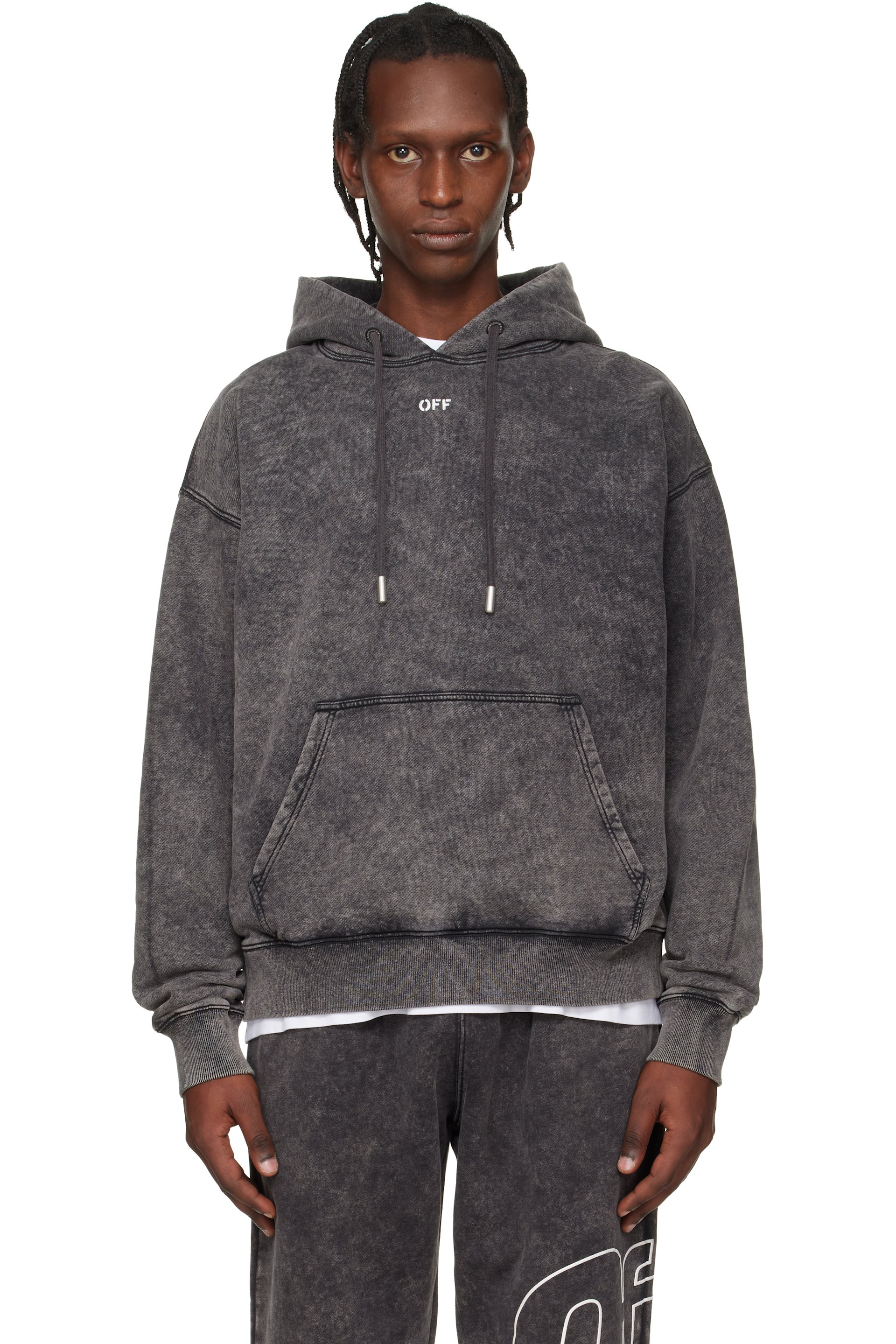 Off-White - Gray 'OFF' Stamp Skate Hoodie