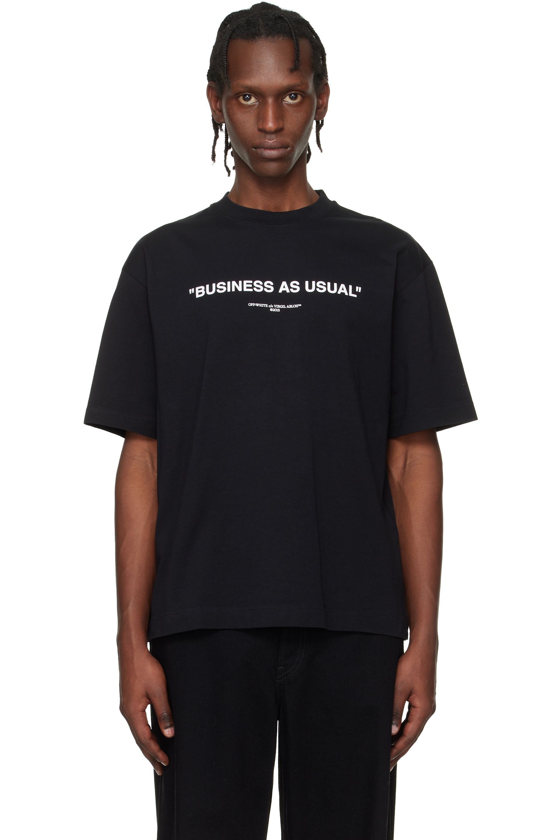 Off-White - Black 'Business' Quote Skate T-shirt