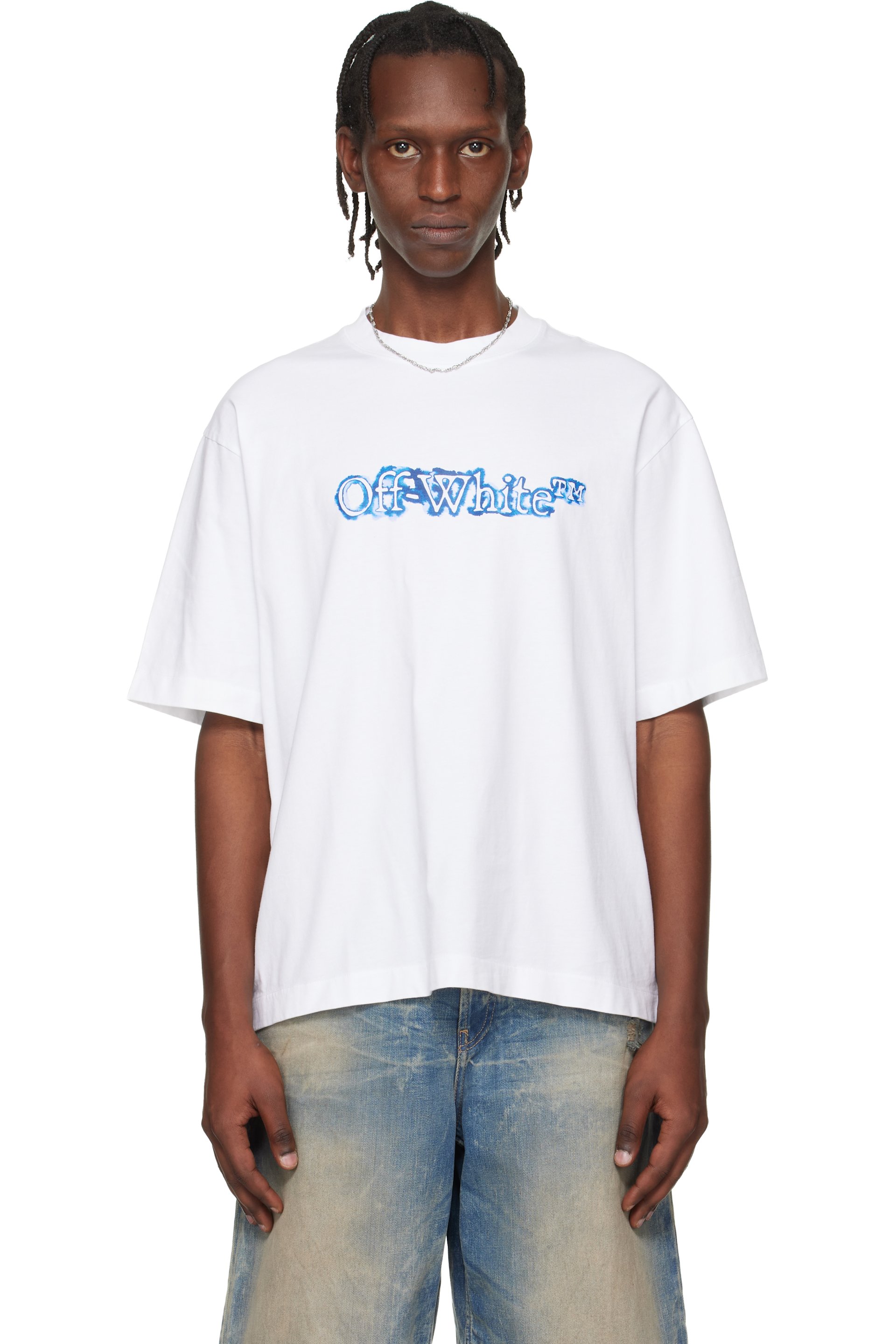 Off-White - White Cloudy Arrow Skate Logo T-shirt