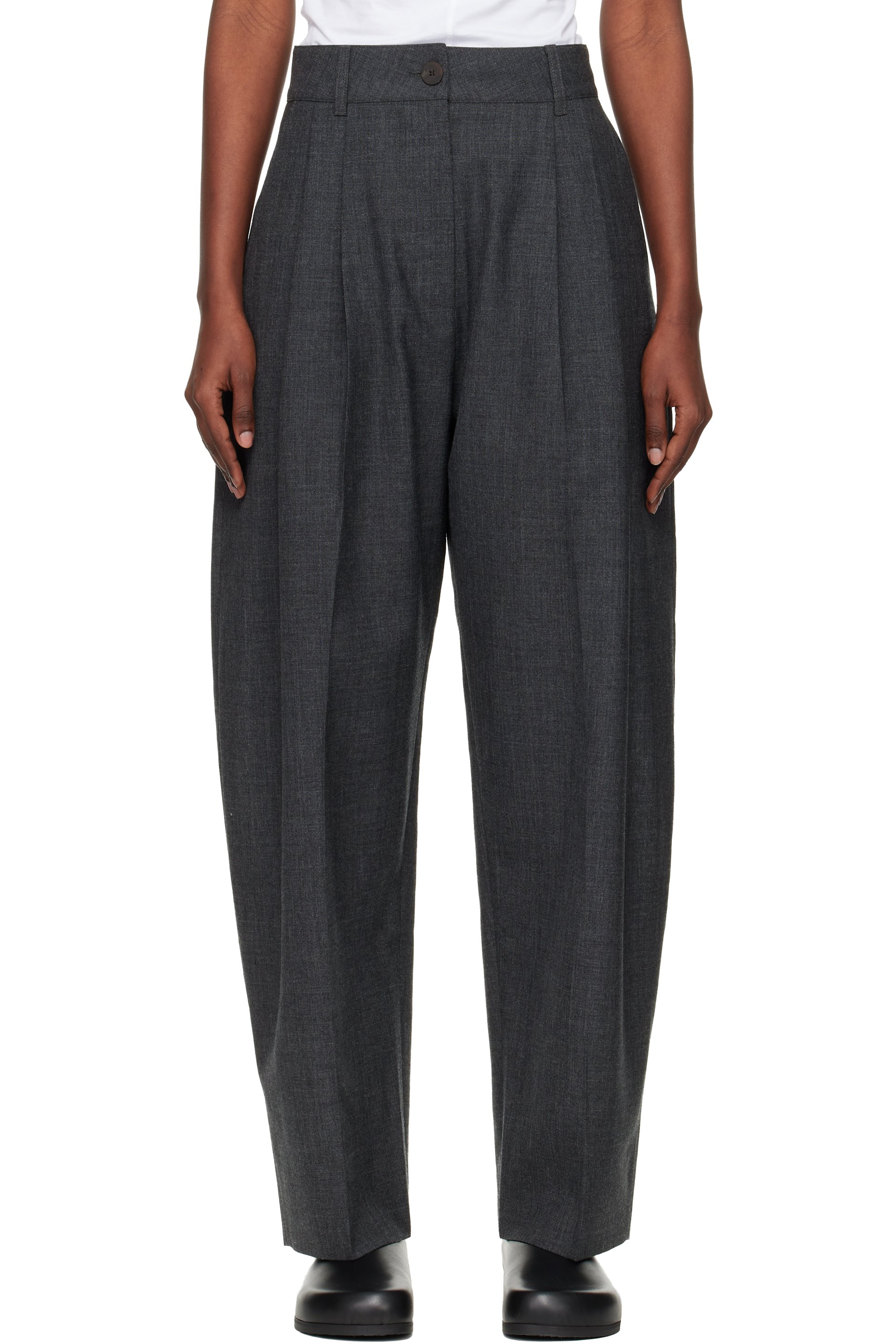 Studio Nicholson - Pantalon Acuna Heritage gris en laine