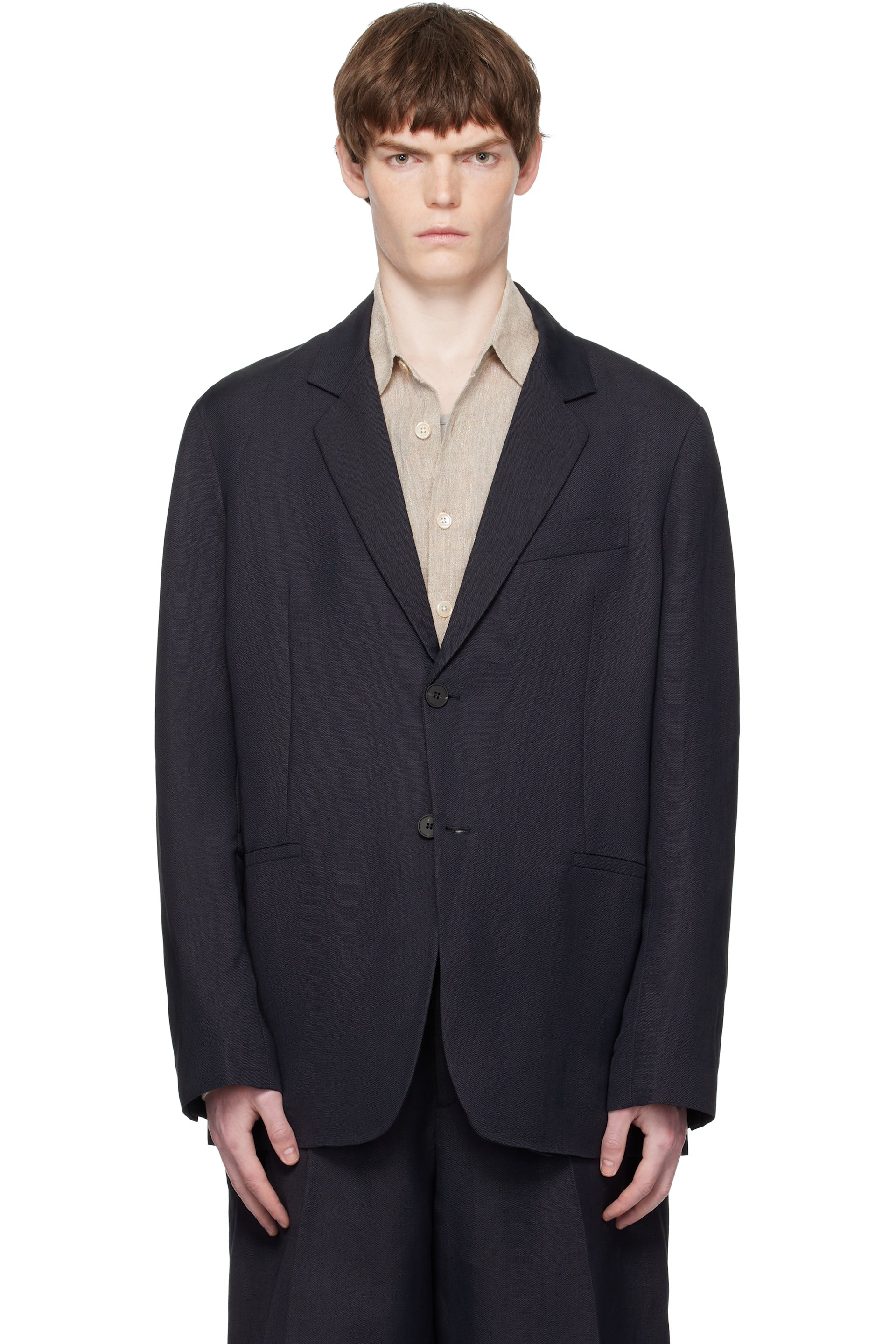 Studio Nicholson - Navy Roversi Linen Blazer