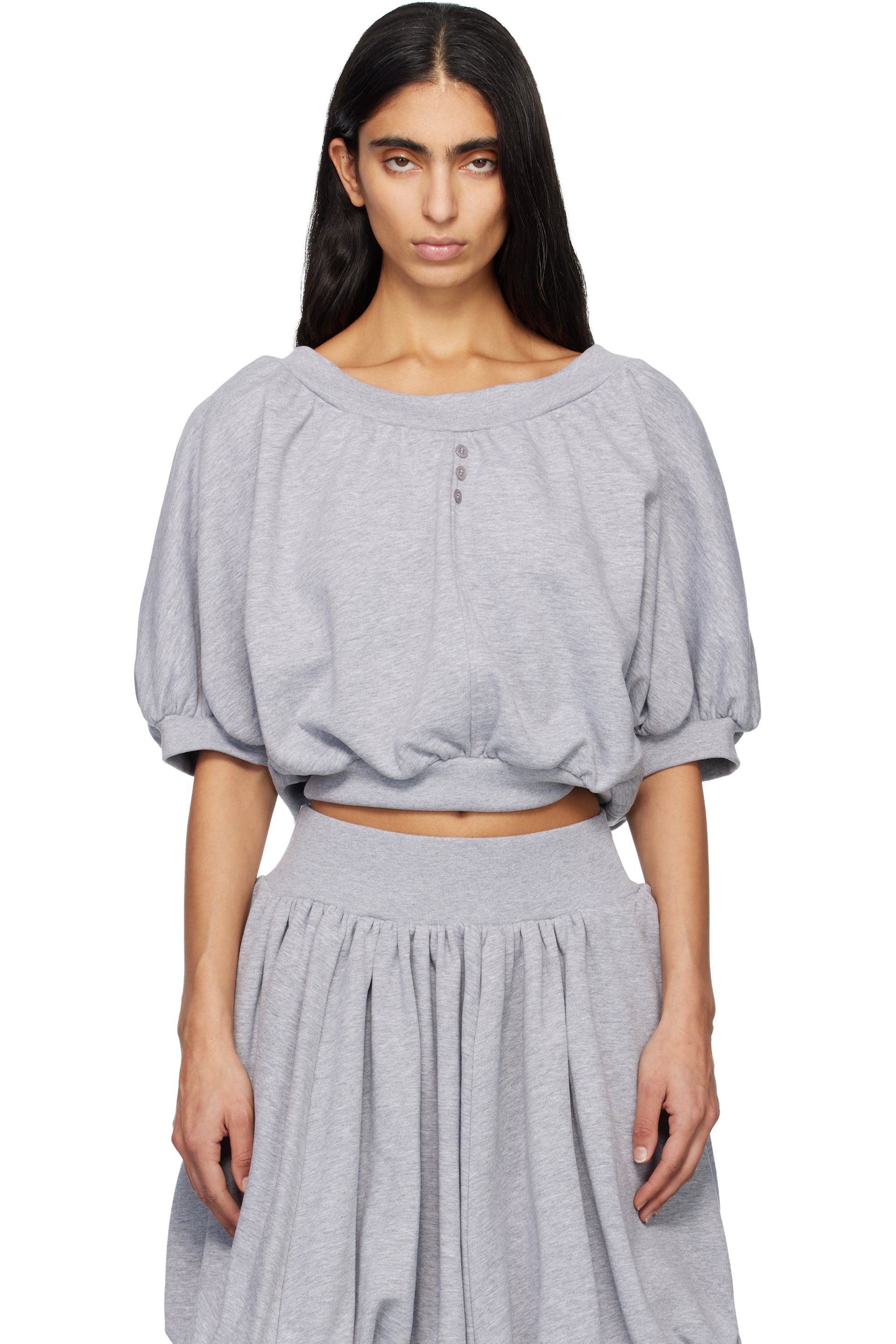 Renaissance Renaissance - Haut Amelia gris en jersey bouclette