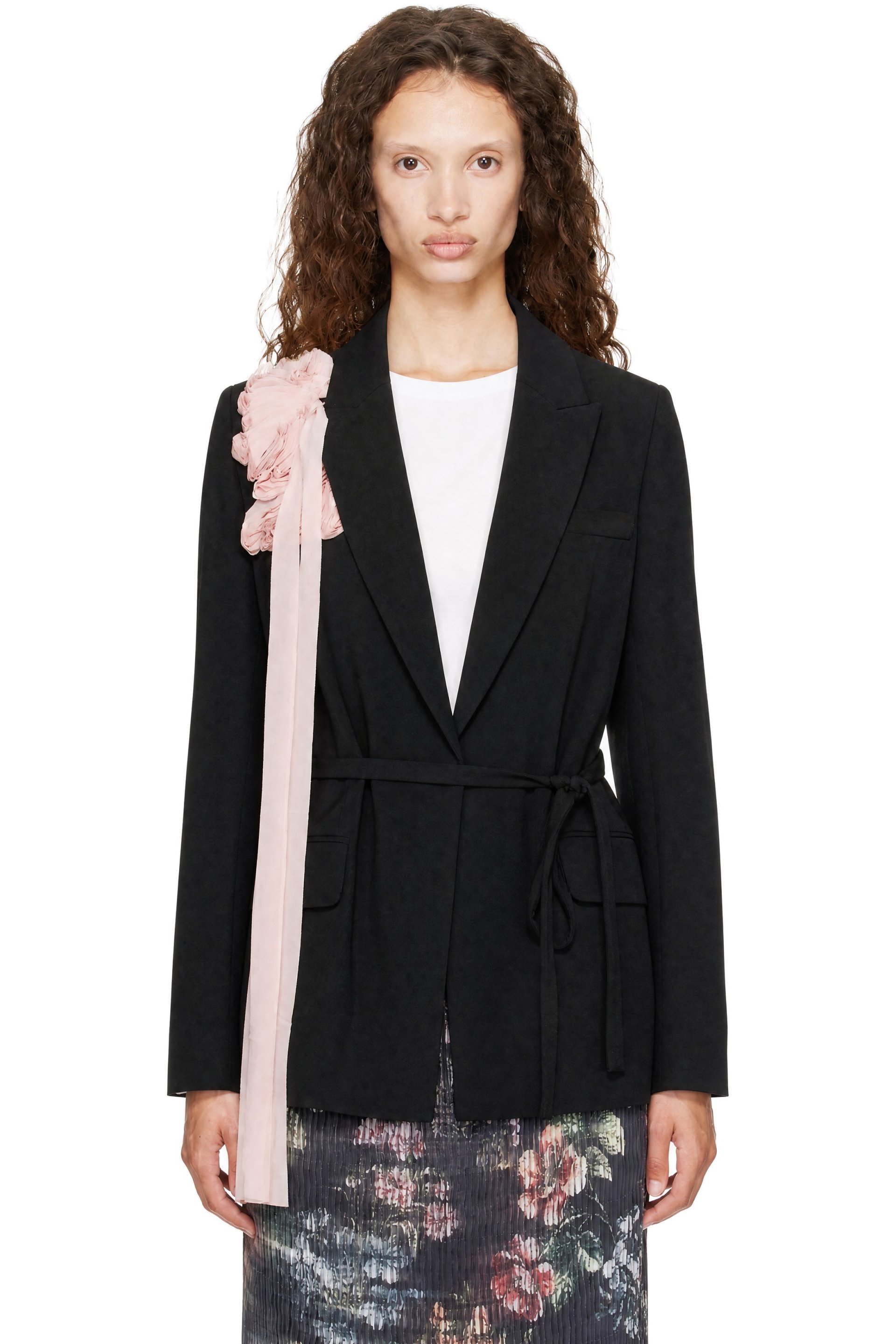 Erdem - Black Double Breasted Belted Blazer