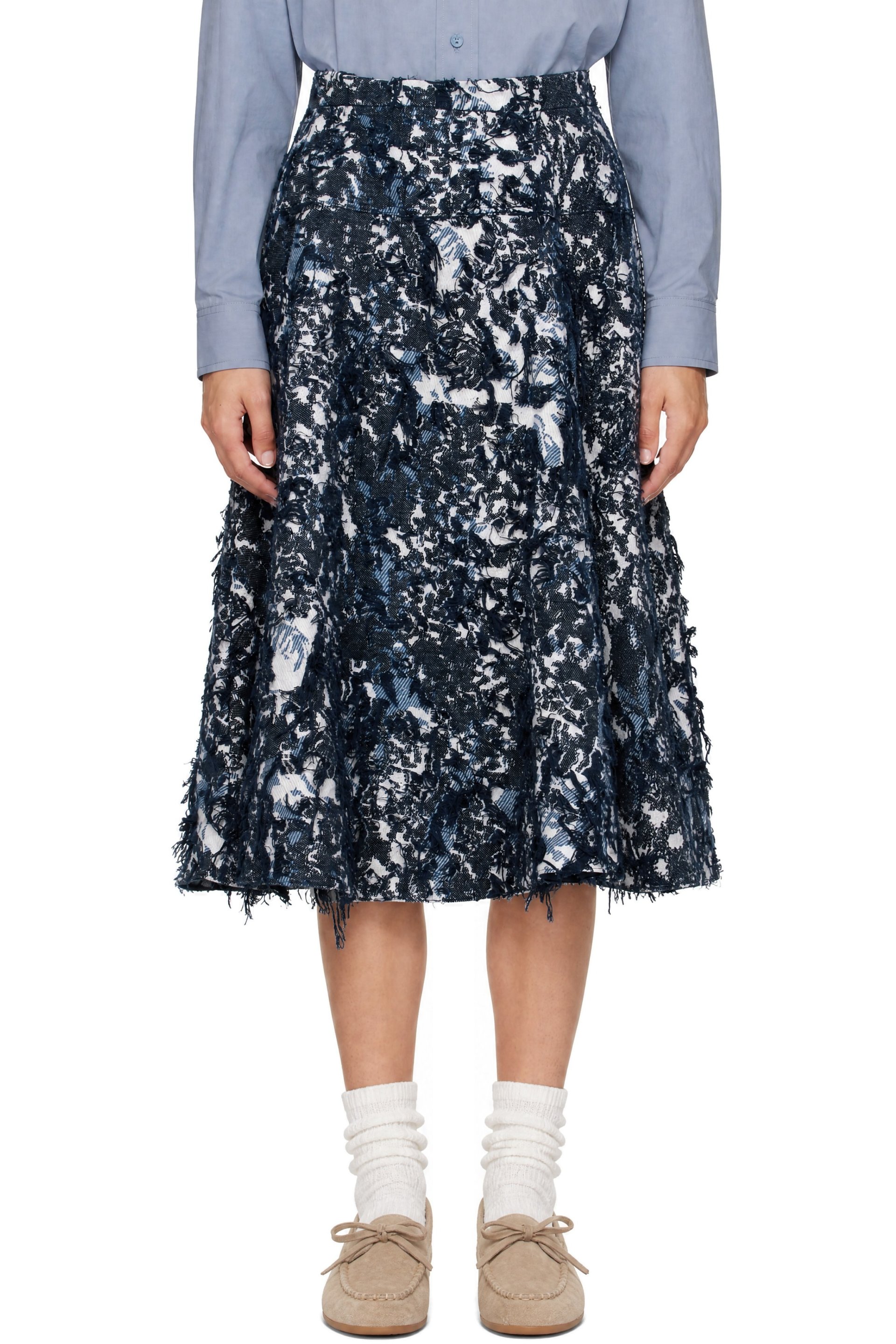 Erdem - Navy A-Line Midi Skirt