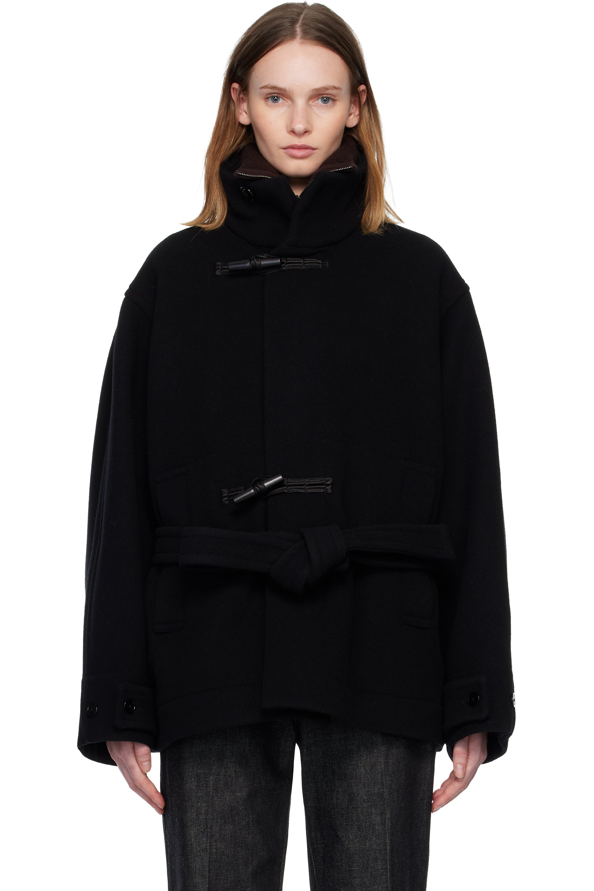 LEMAIRE - Manteau court noir de style canadienne