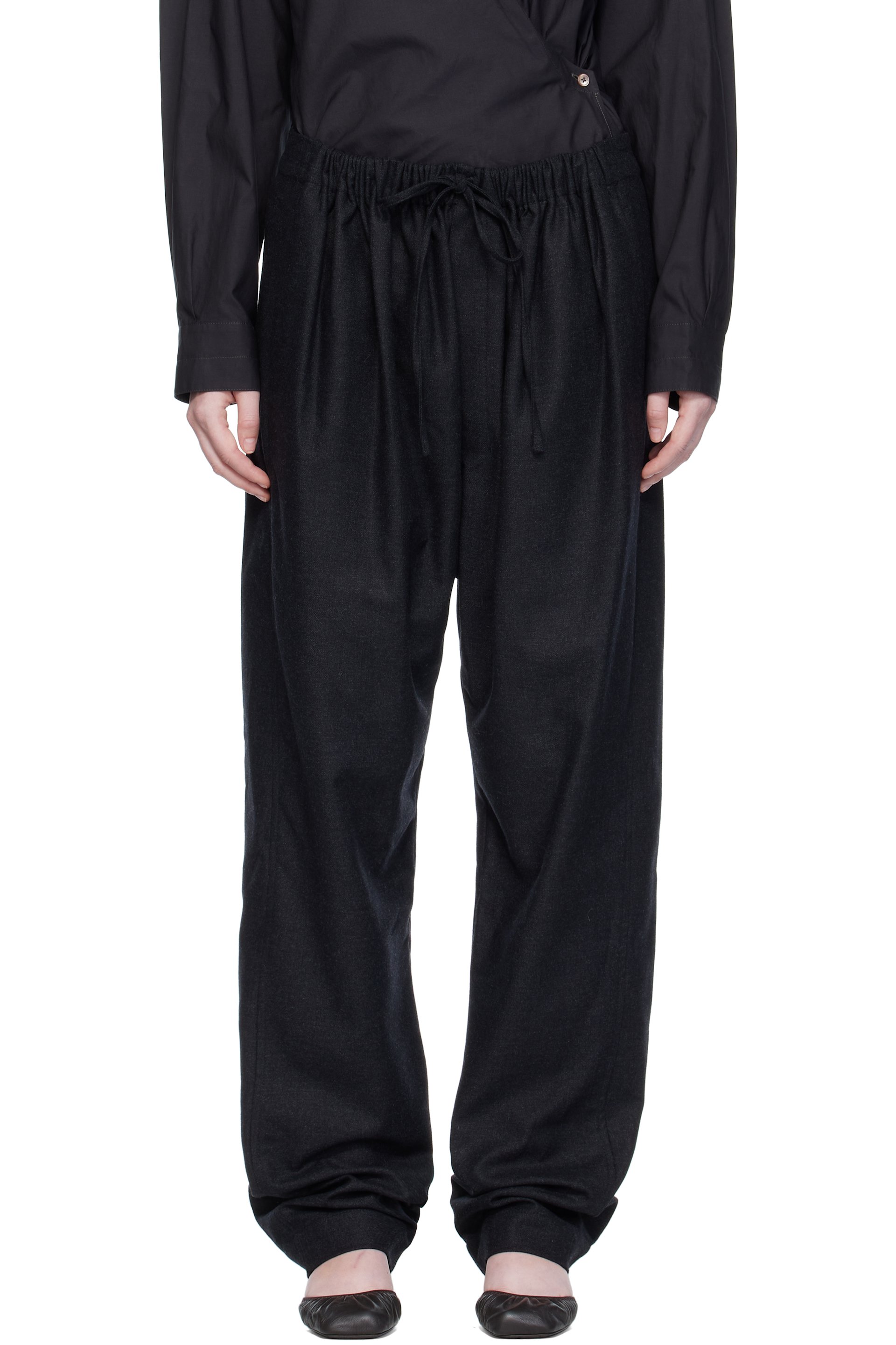 LEMAIRE - Pantalon gris à cordon coulissant