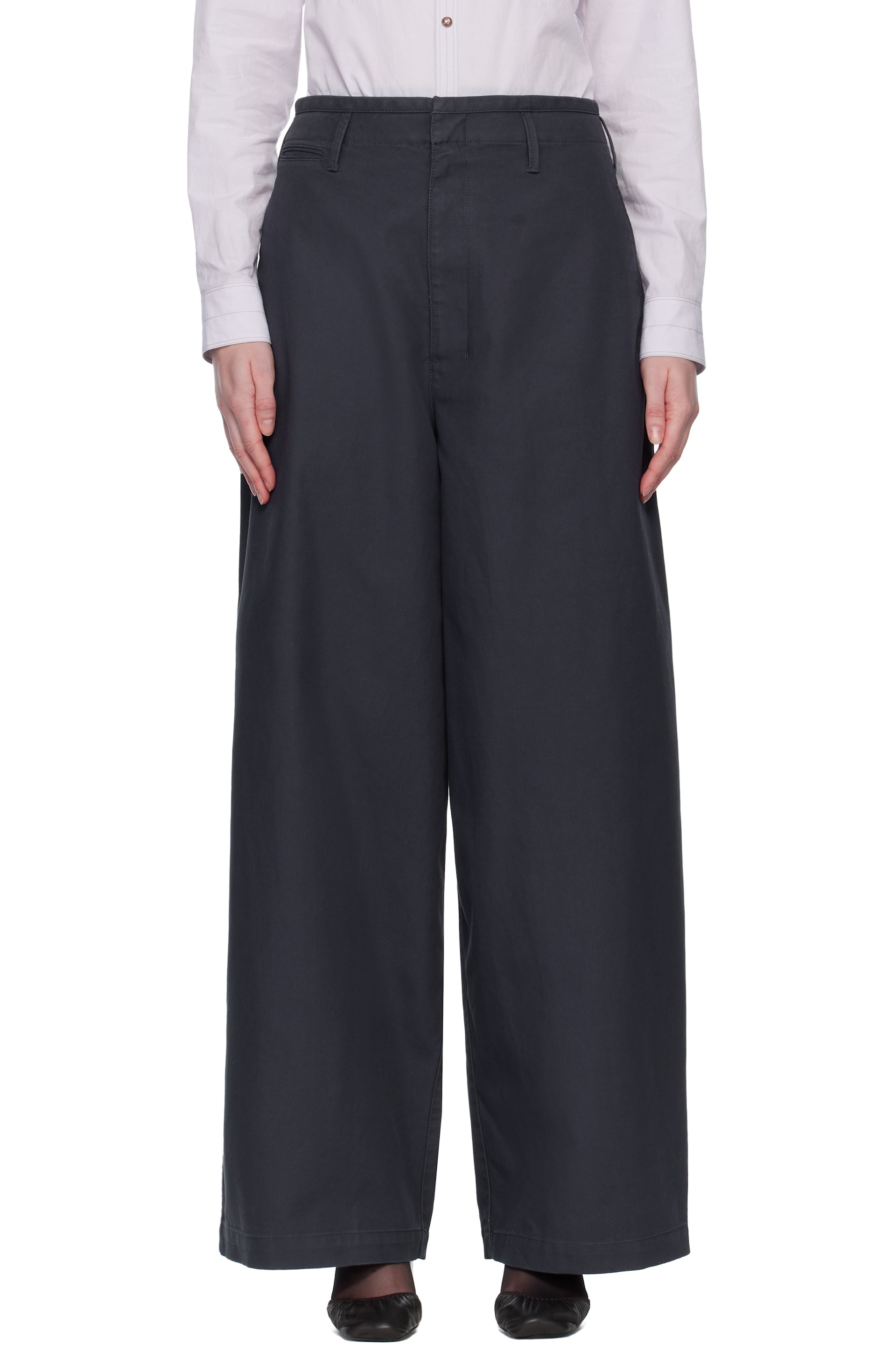 LEMAIRE - Pantalon chino ample bleu marine