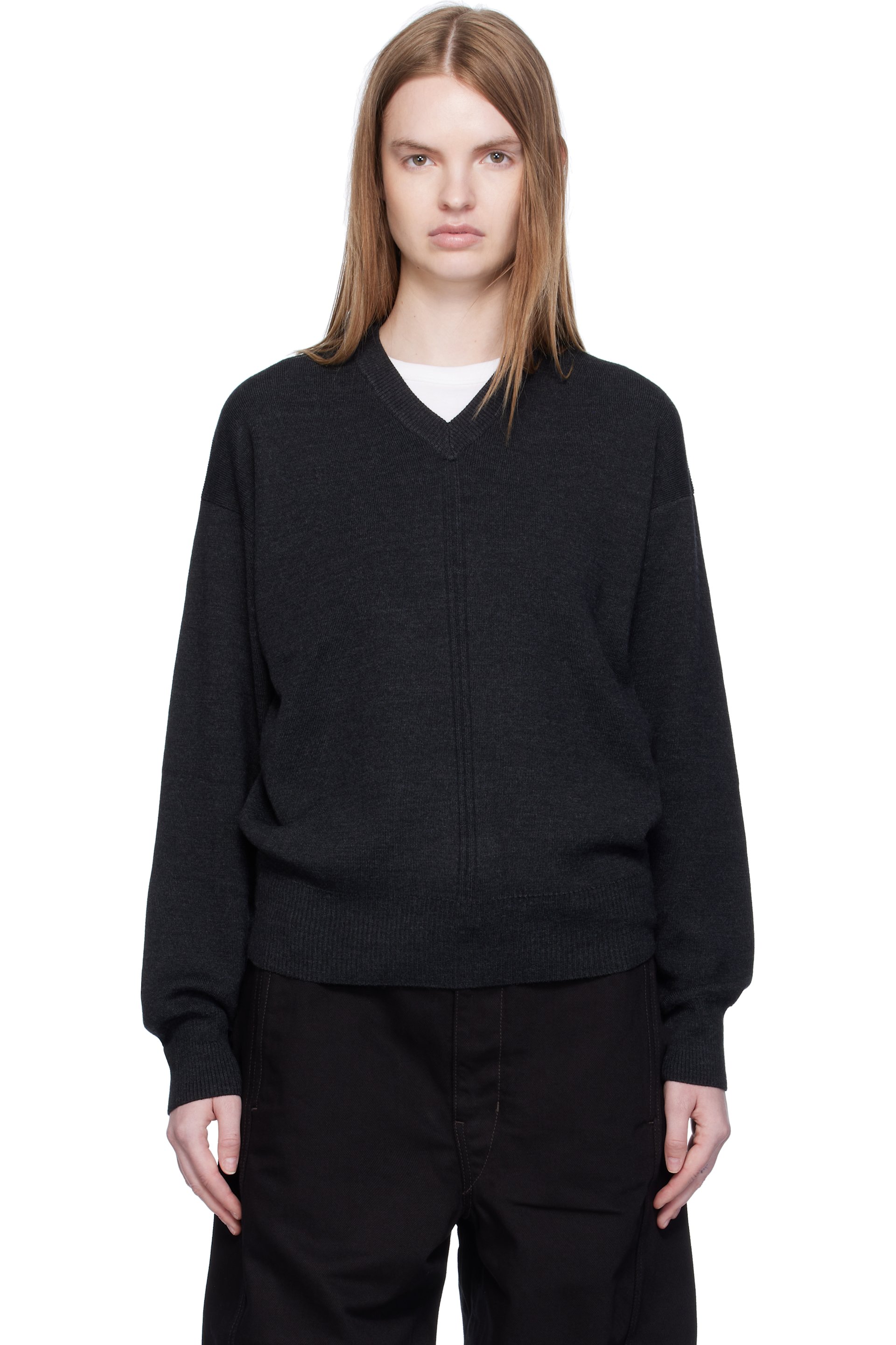 LEMAIRE - Black V Neck Sweater